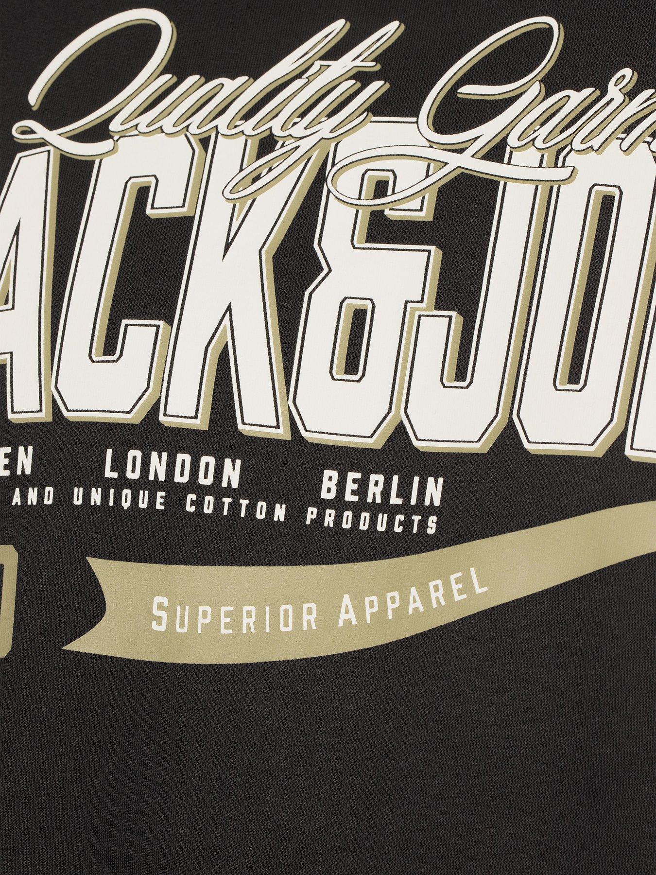 Image 4 of 5 of Jack & Jones Men's Plus Size Graphic Hoodie with Kangaroo Pocket - Black