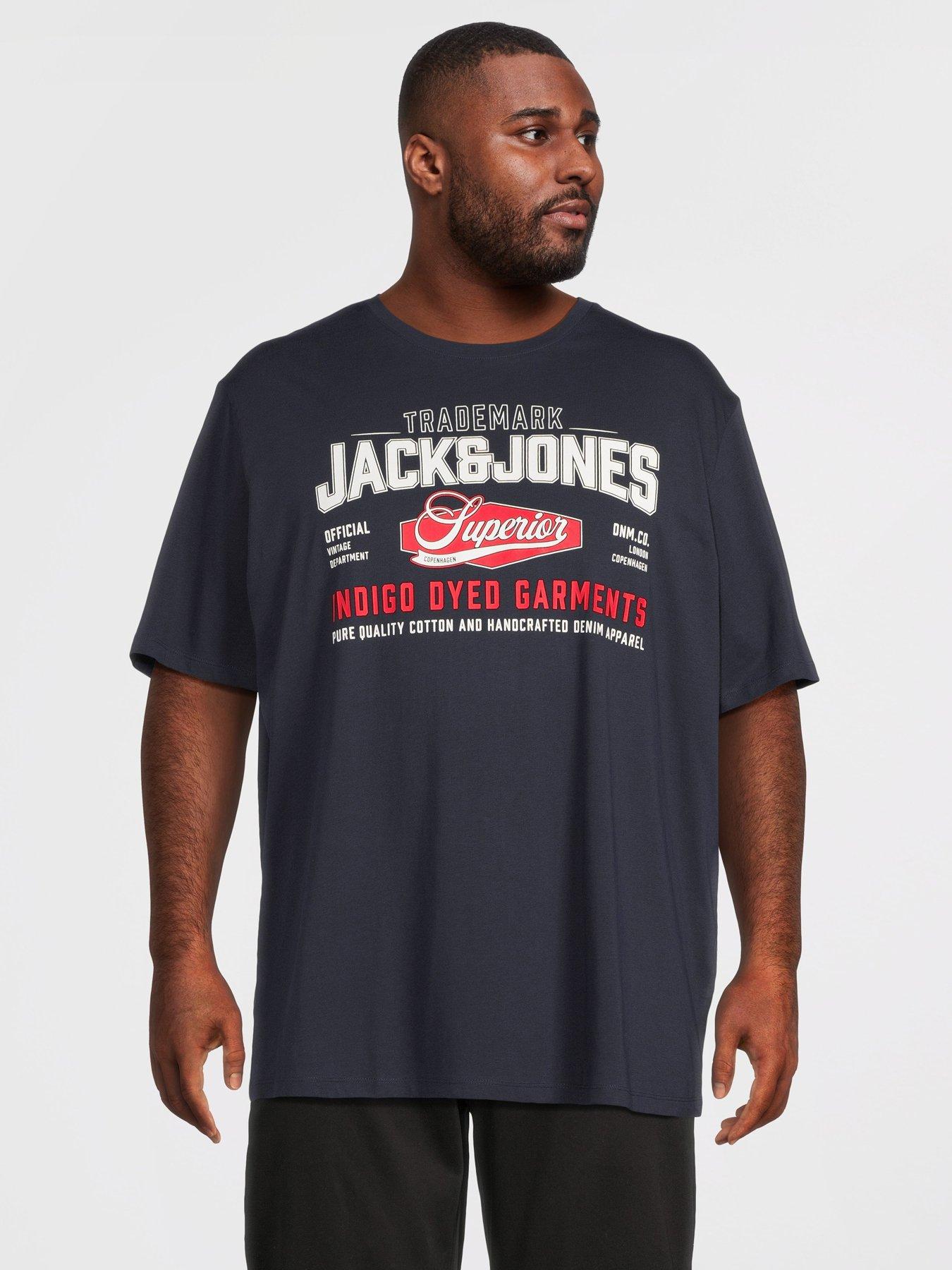 Image 1 of 5 of Jack & Jones Plus Logo Short Sleeve T-Shirt - Navy