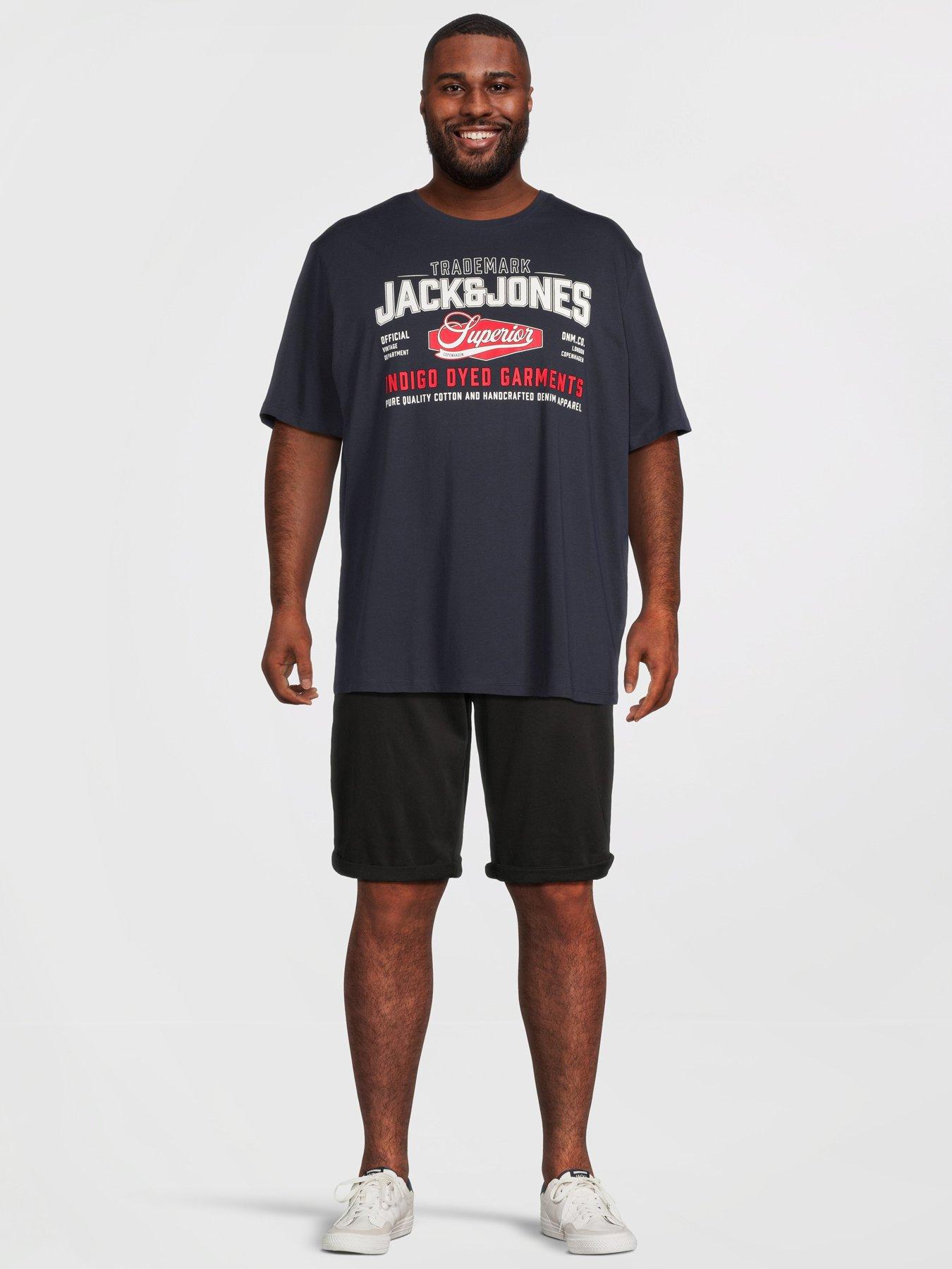 Image 3 of 5 of Jack & Jones Plus Logo Short Sleeve T-Shirt - Navy