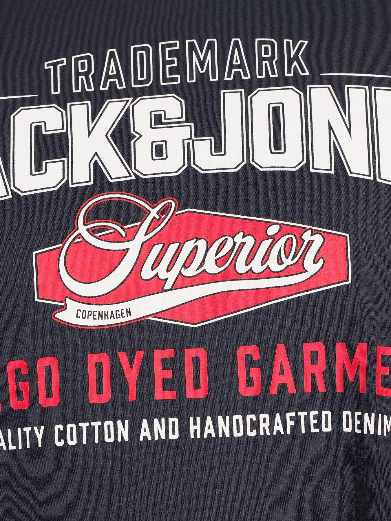 Image 4 of 5 of Jack & Jones Plus Logo Short Sleeve T-Shirt - Navy