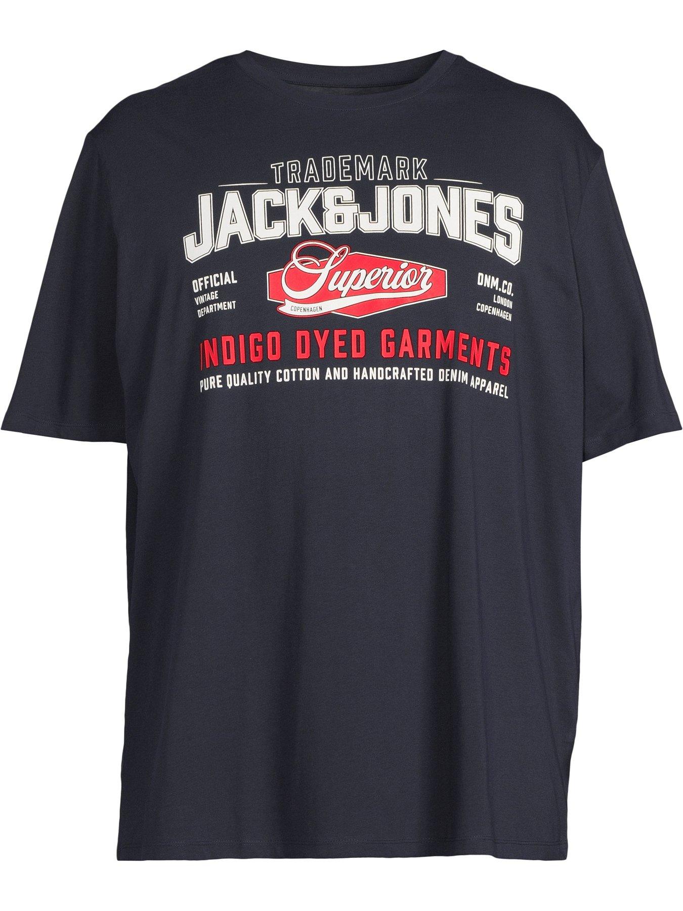 Image 5 of 5 of Jack & Jones Plus Logo Short Sleeve T-Shirt - Navy