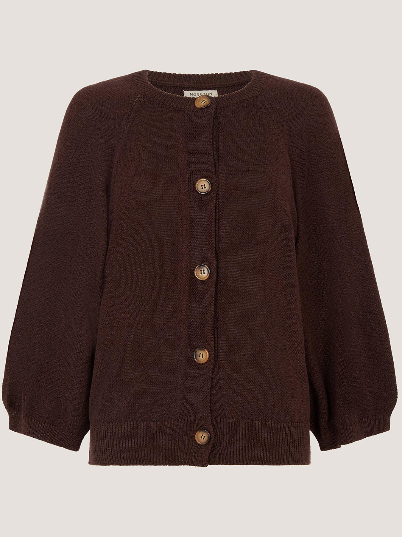 Image 5 of 5 of Monsoon Caryn Cotton Cardigan - Brown