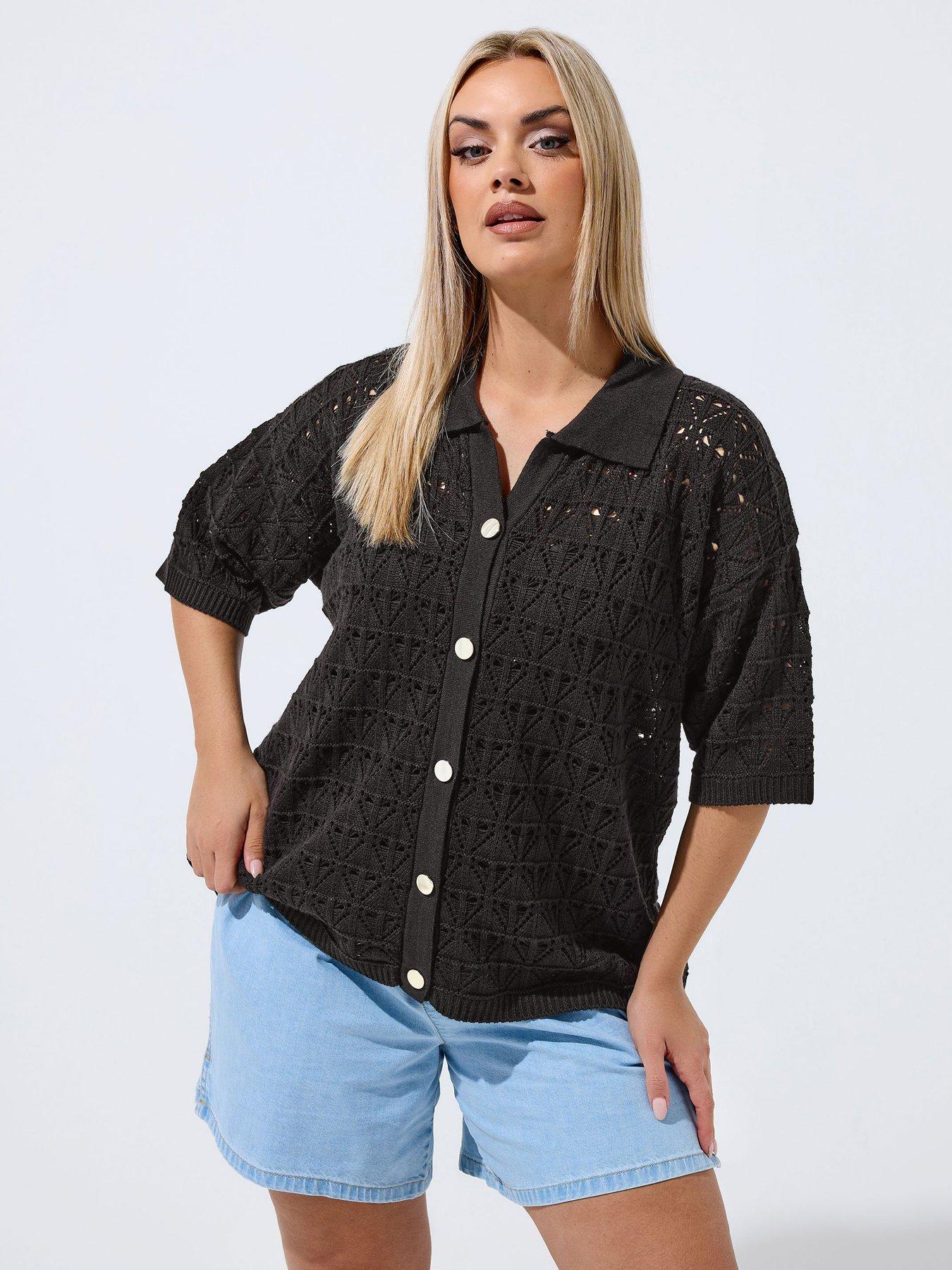 Image 1 of 5 of Yours Curve Crochet Shirt