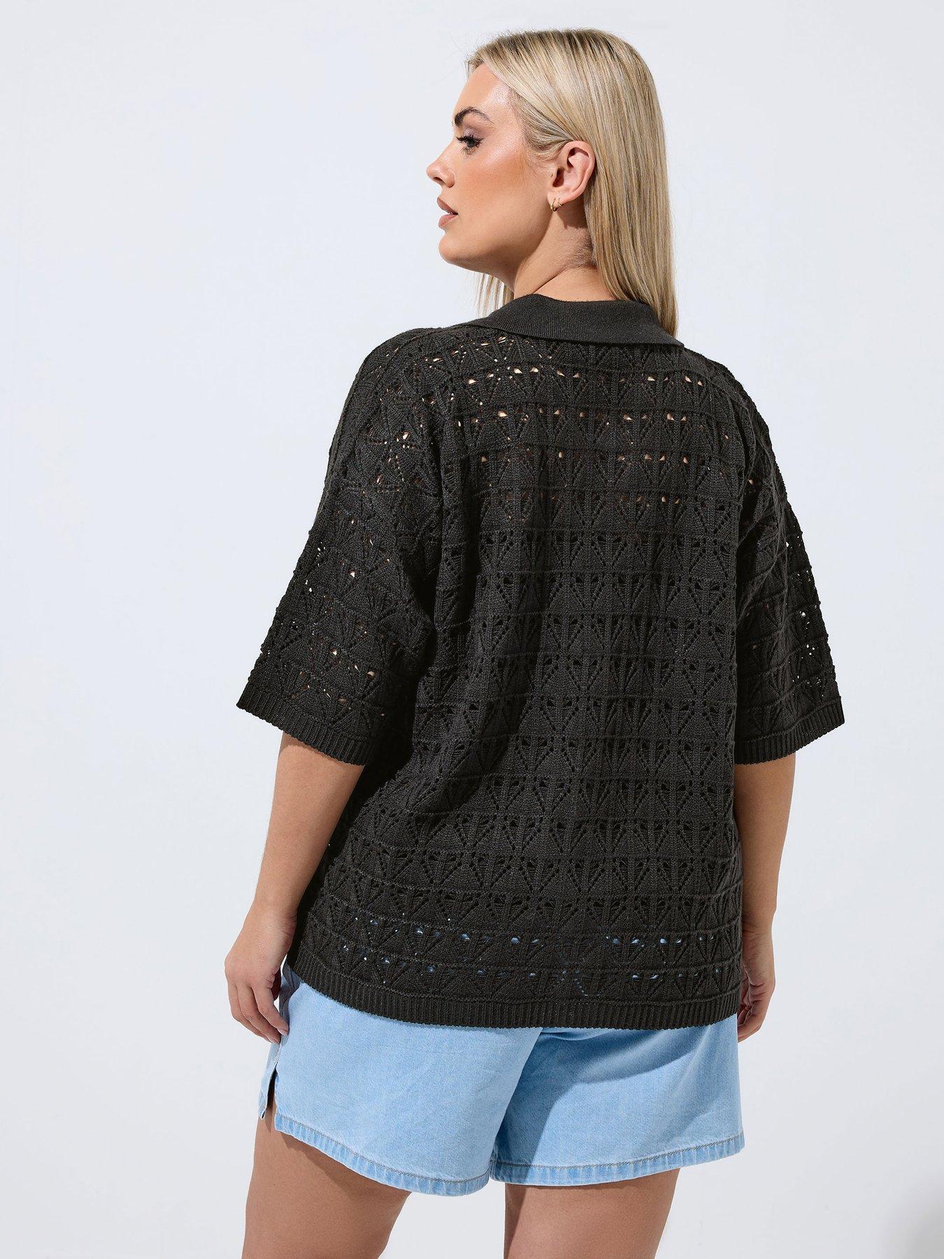 Image 2 of 5 of Yours Curve Crochet Shirt