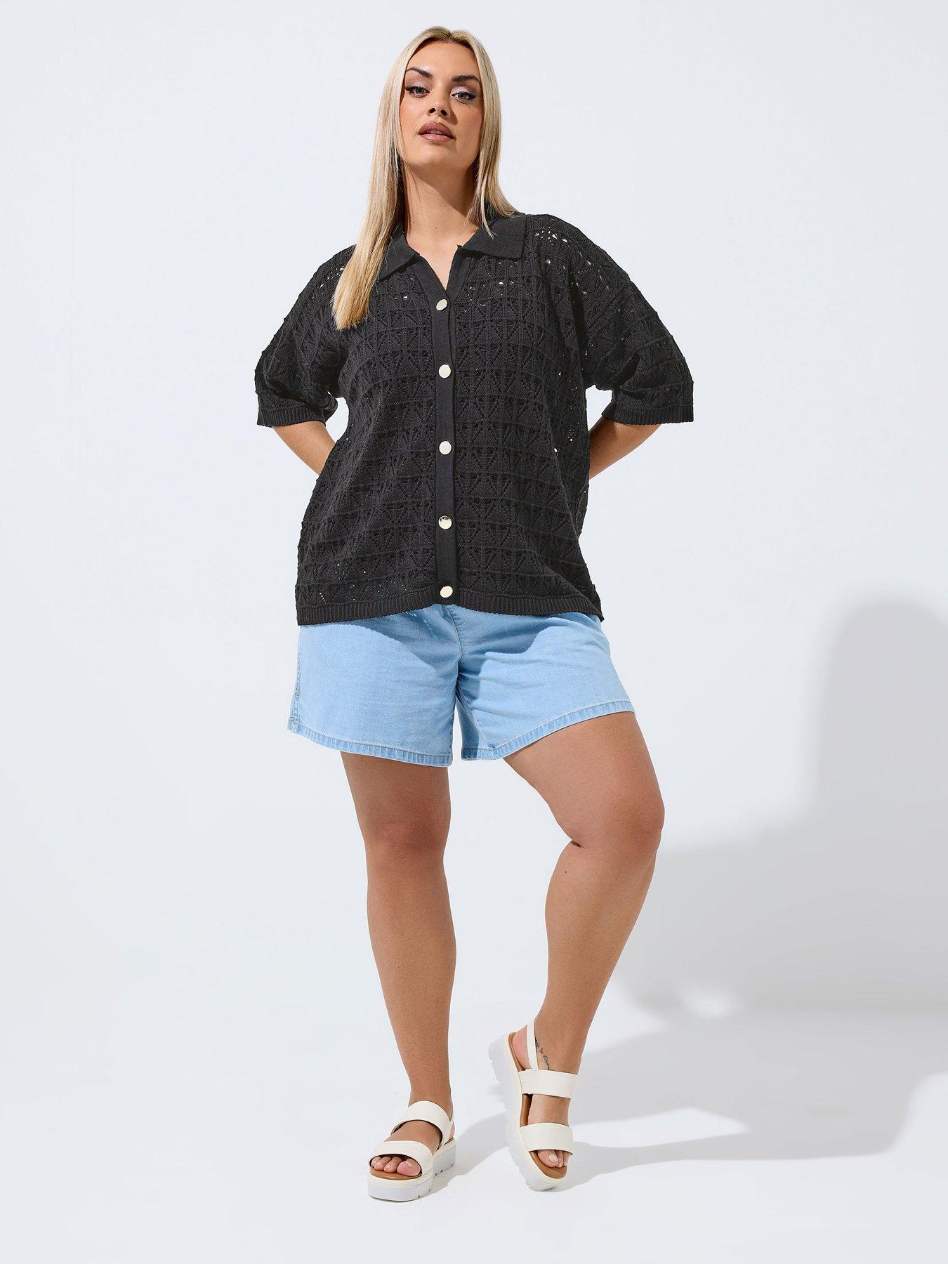 Image 3 of 5 of Yours Curve Crochet Shirt
