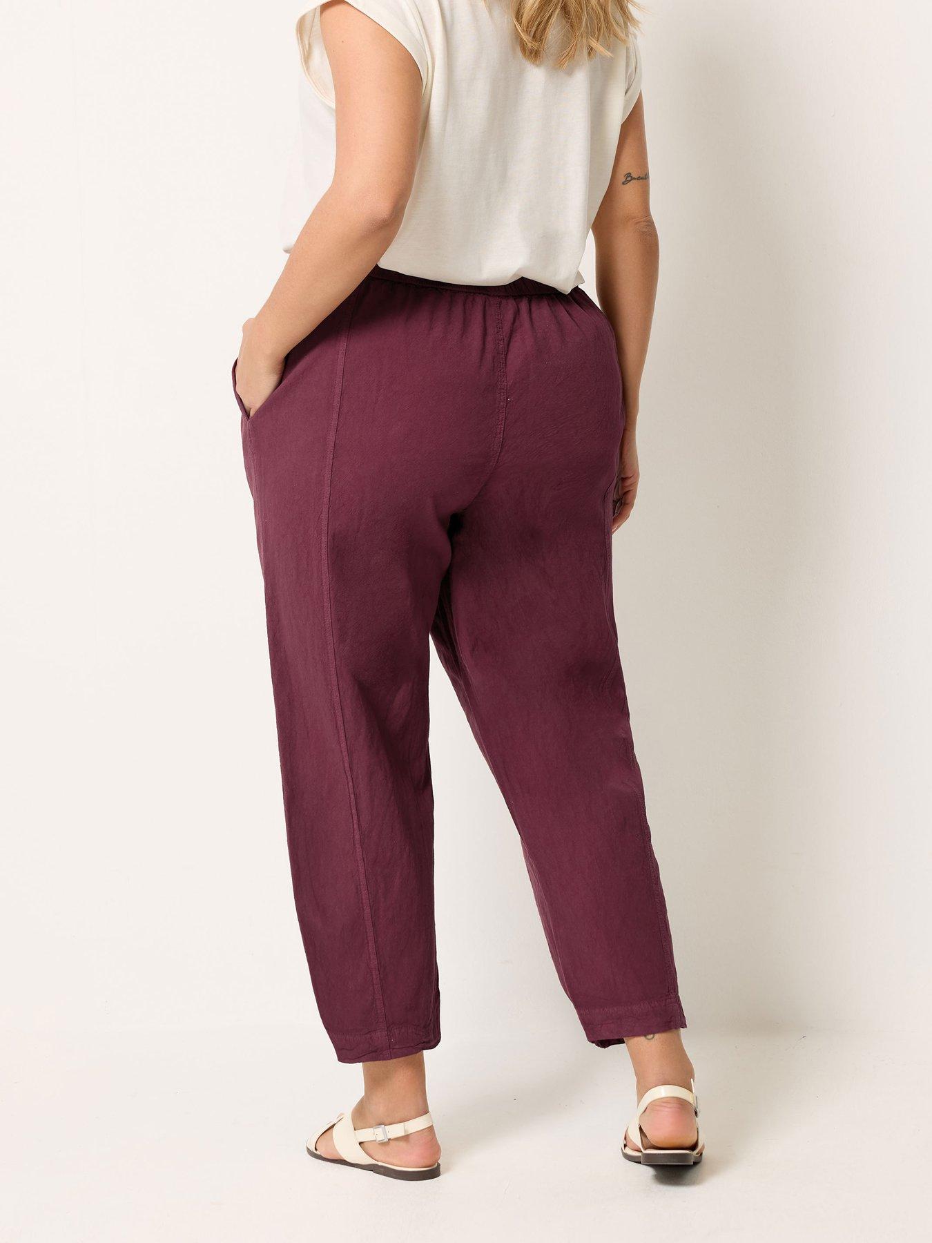 stillFront image of yours-curve-cool-cotton-barrel-trouser-red