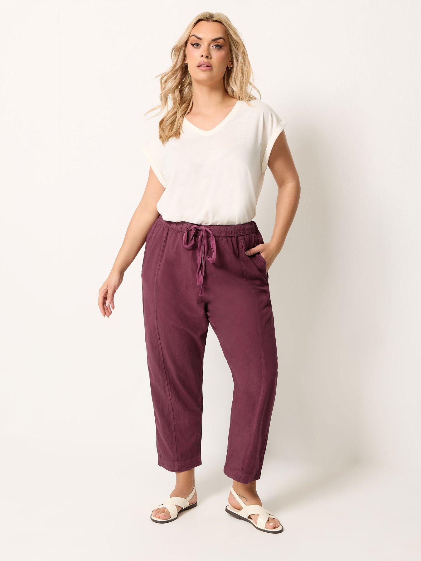 Image 3 of 5 of Yours Curve Cool Cotton Barrel Trouser