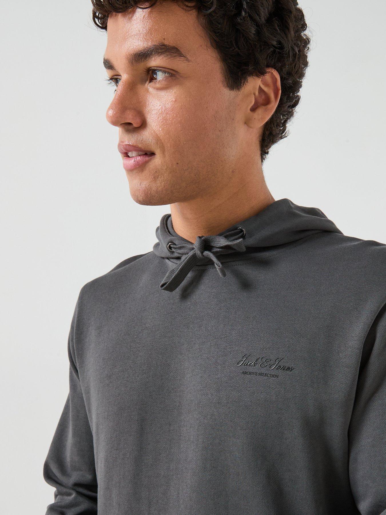 Image 4 of 6 of Jack & Jones Men's Graphic Hoodie with Kangaroo Pocket - Dark Grey