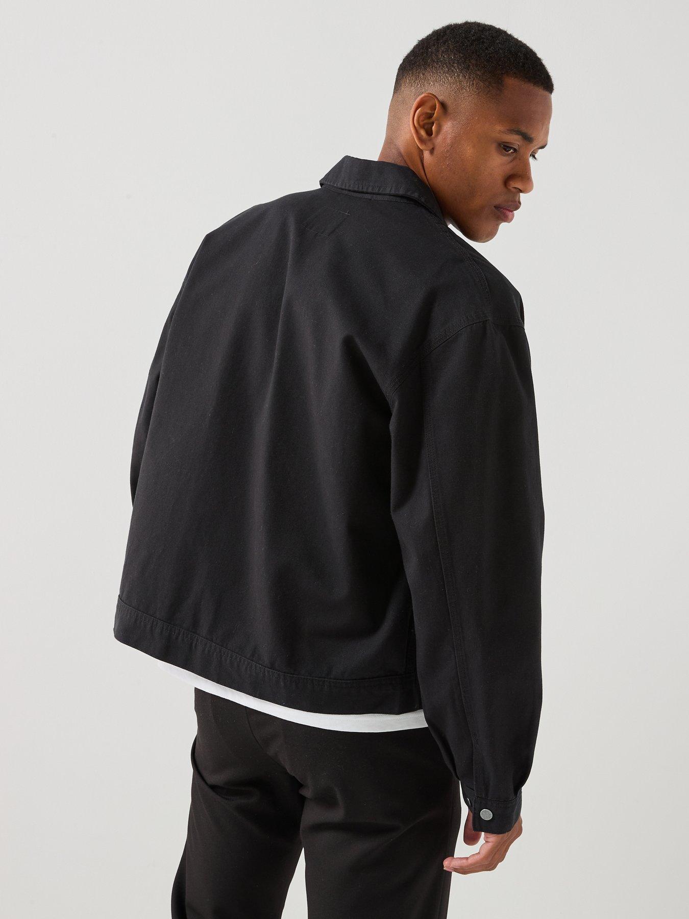 Image 2 of 6 of Jack & Jones Men's Canvas Workwear Jacket with Spread Collar - Black