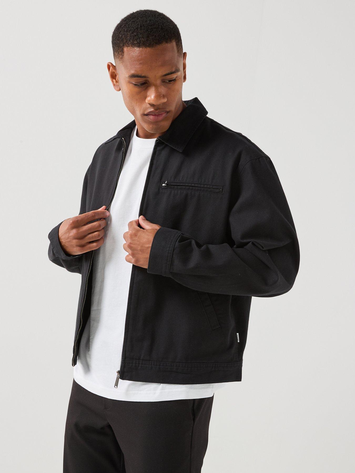 Image 4 of 6 of Jack & Jones Men's Canvas Workwear Jacket with Spread Collar - Black
