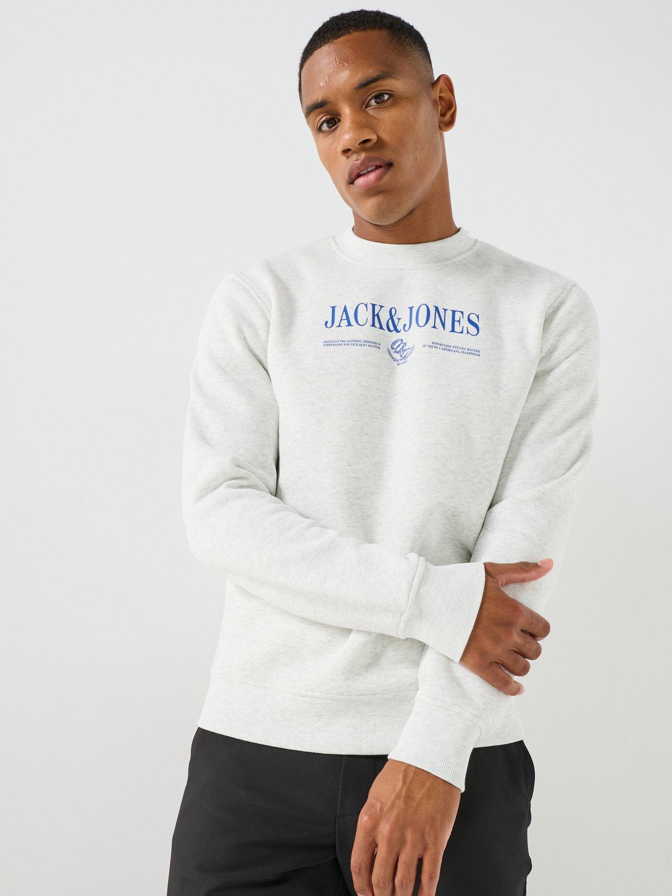 Image 1 of 5 of Jack & Jones Frederiksberg Logo Crew Neck Sweatshirt - White