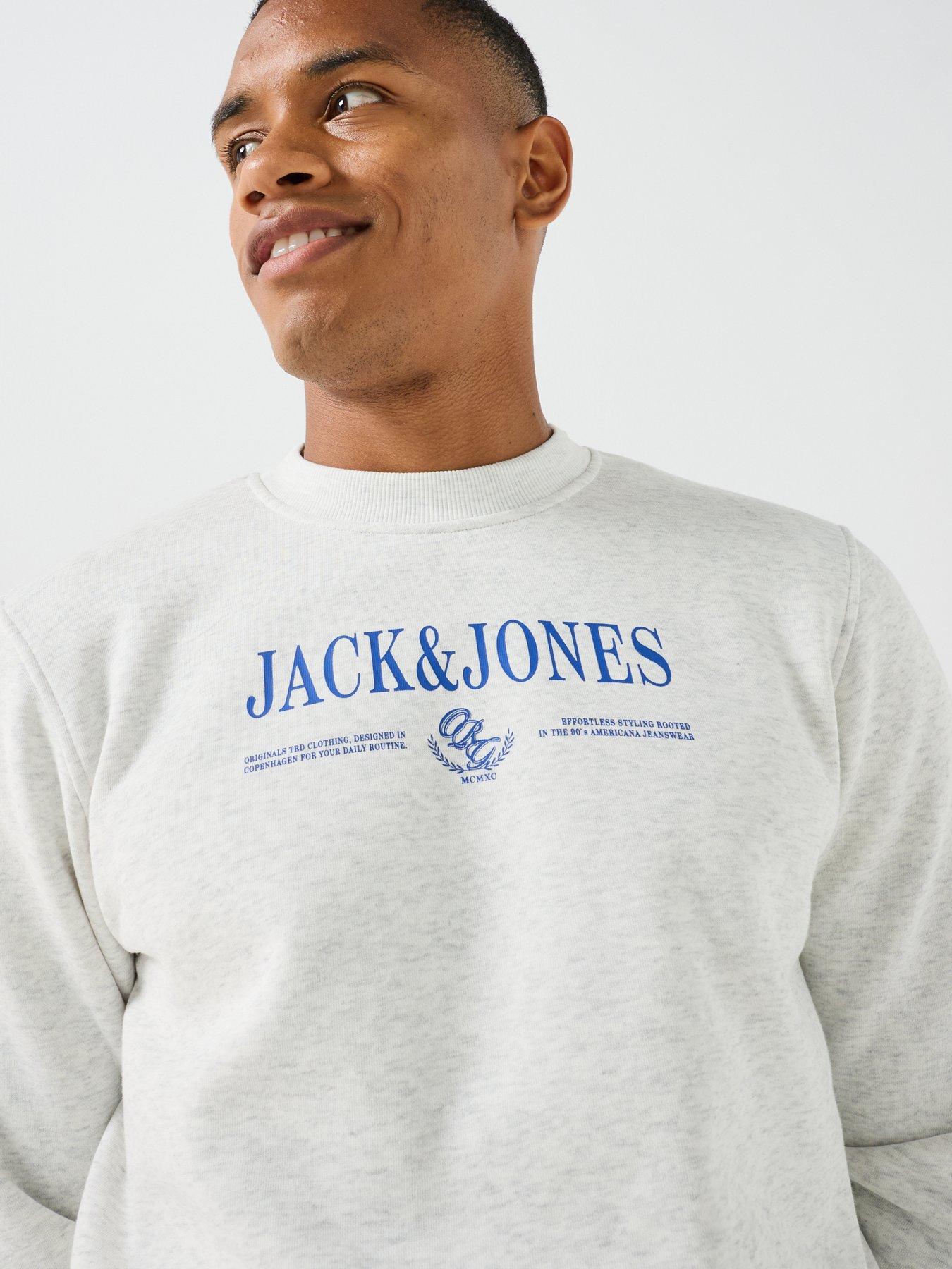 Image 4 of 5 of Jack & Jones Frederiksberg Logo Crew Neck Sweatshirt - White