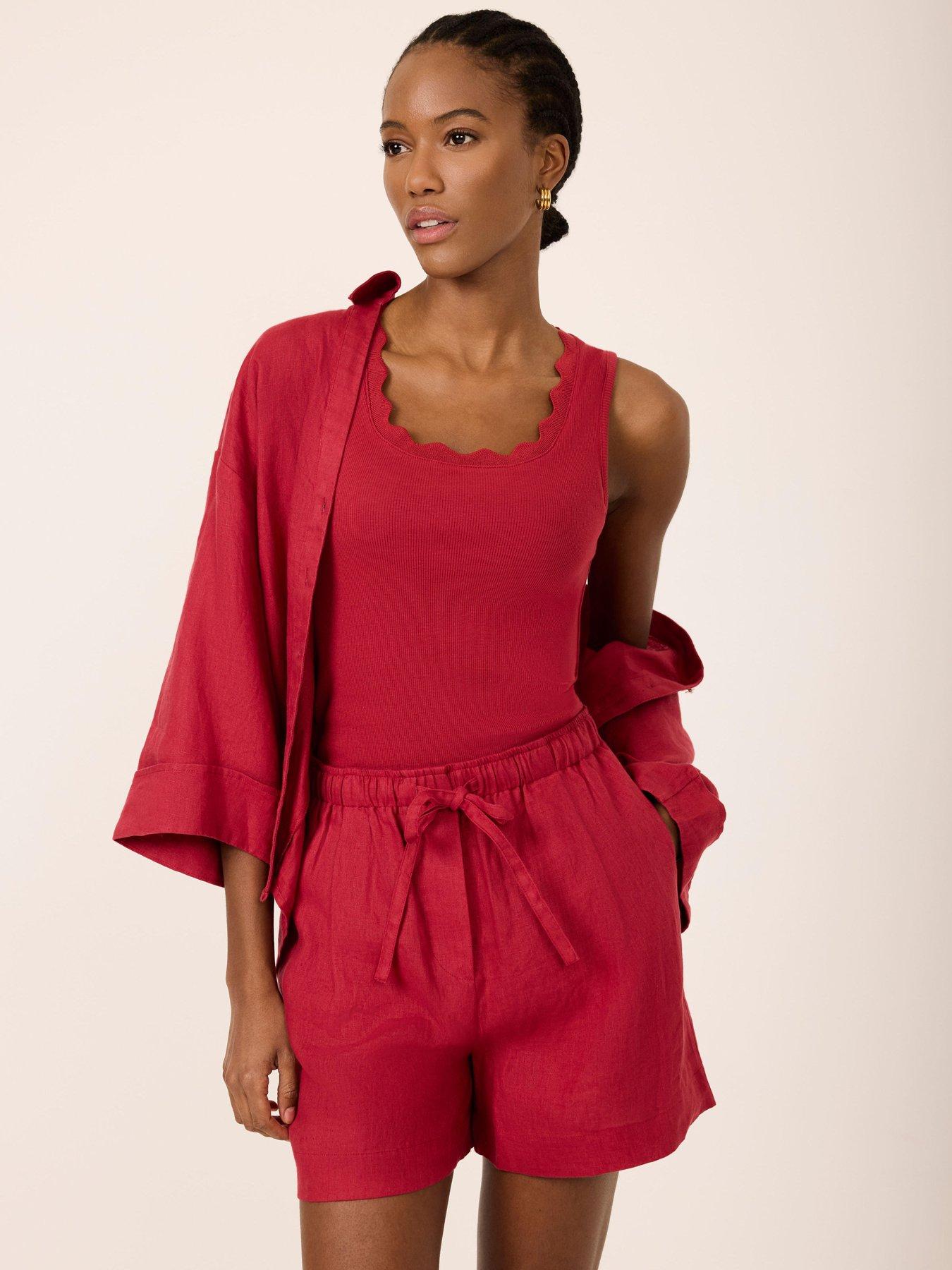 Mint Velvet Scallop Vest - Red