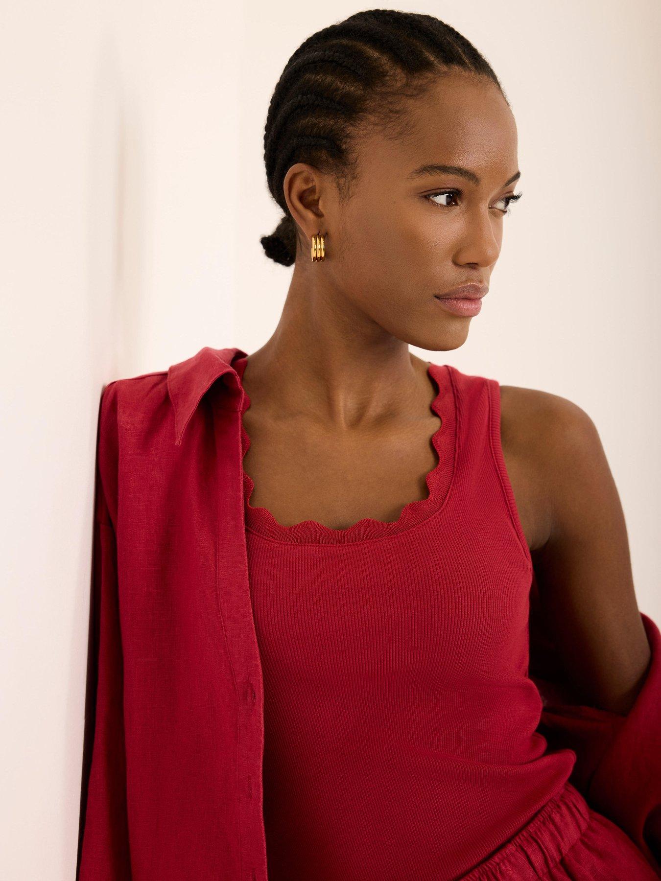 Image 2 of 6 of Mint Velvet Red Scallop Vest