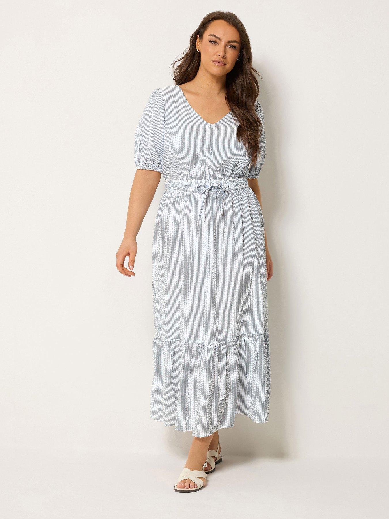 Yours Curve Stripe Maxi Dress - Blue