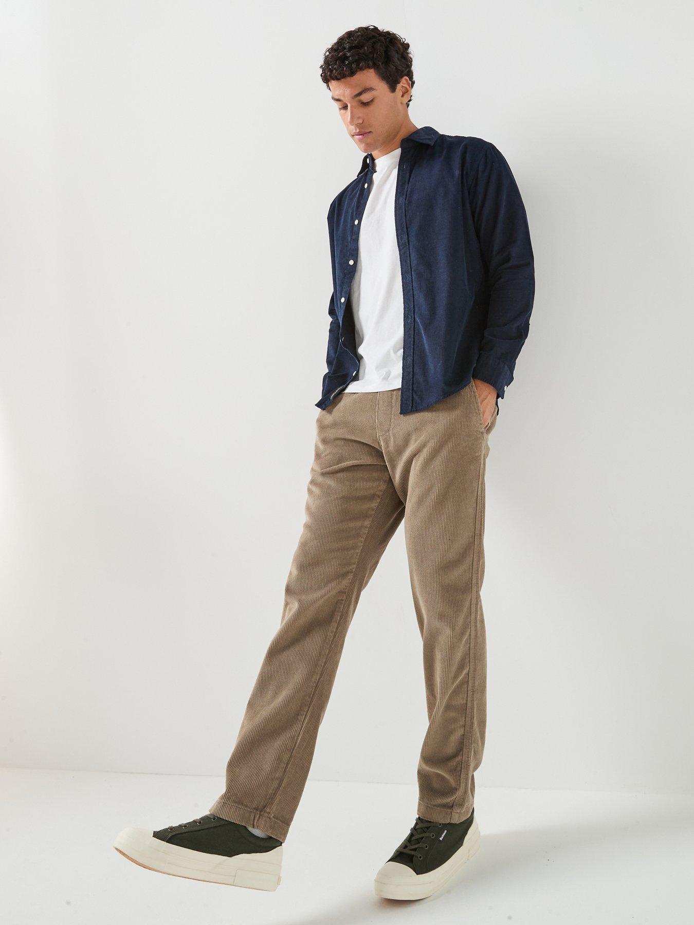 Image 1 of 5 of Jack & Jones Mens Corduroy Drawstring Straight Leg Joggers - Brindle