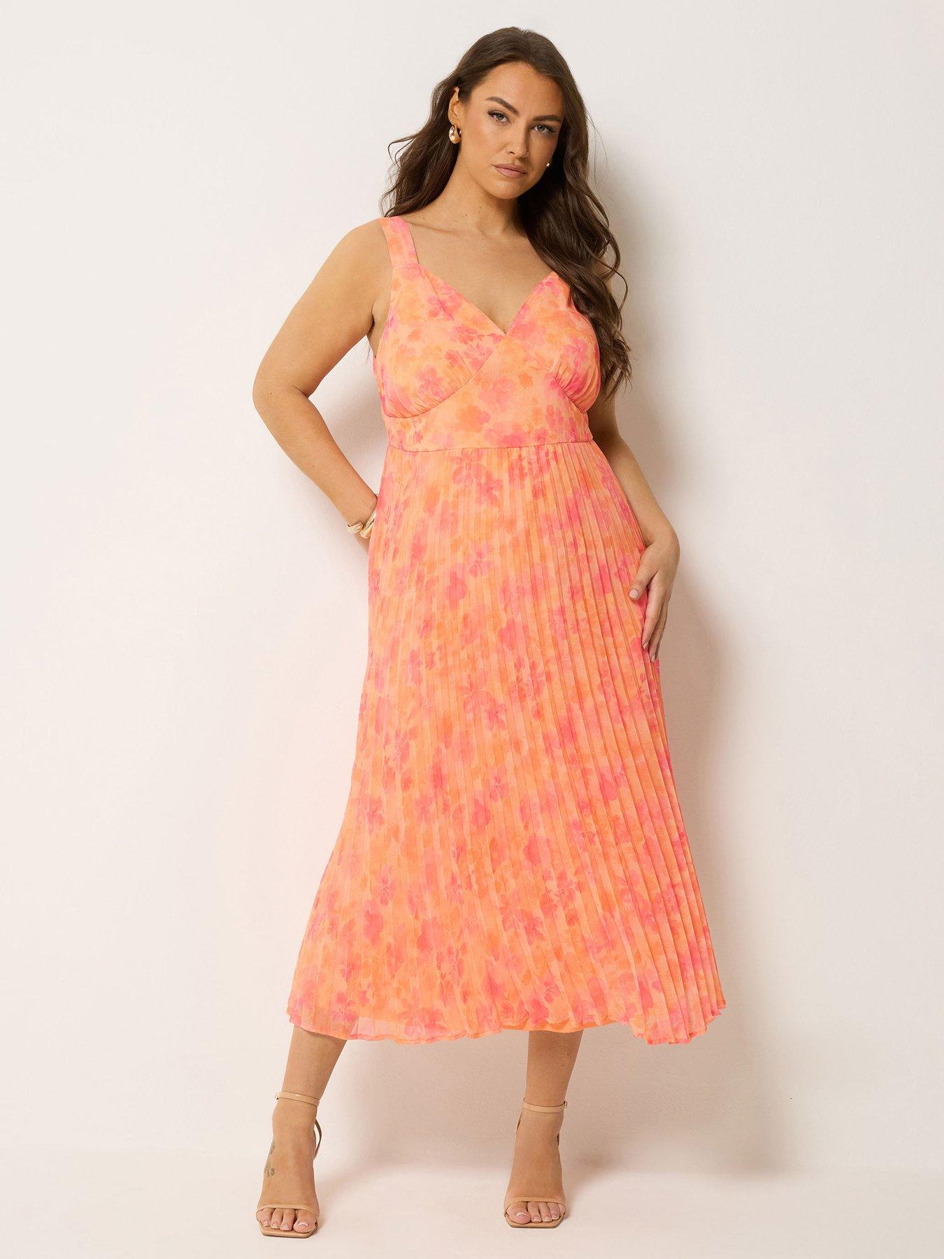 Image 1 of 5 of Yours Curve Pleated Chiffon Dress