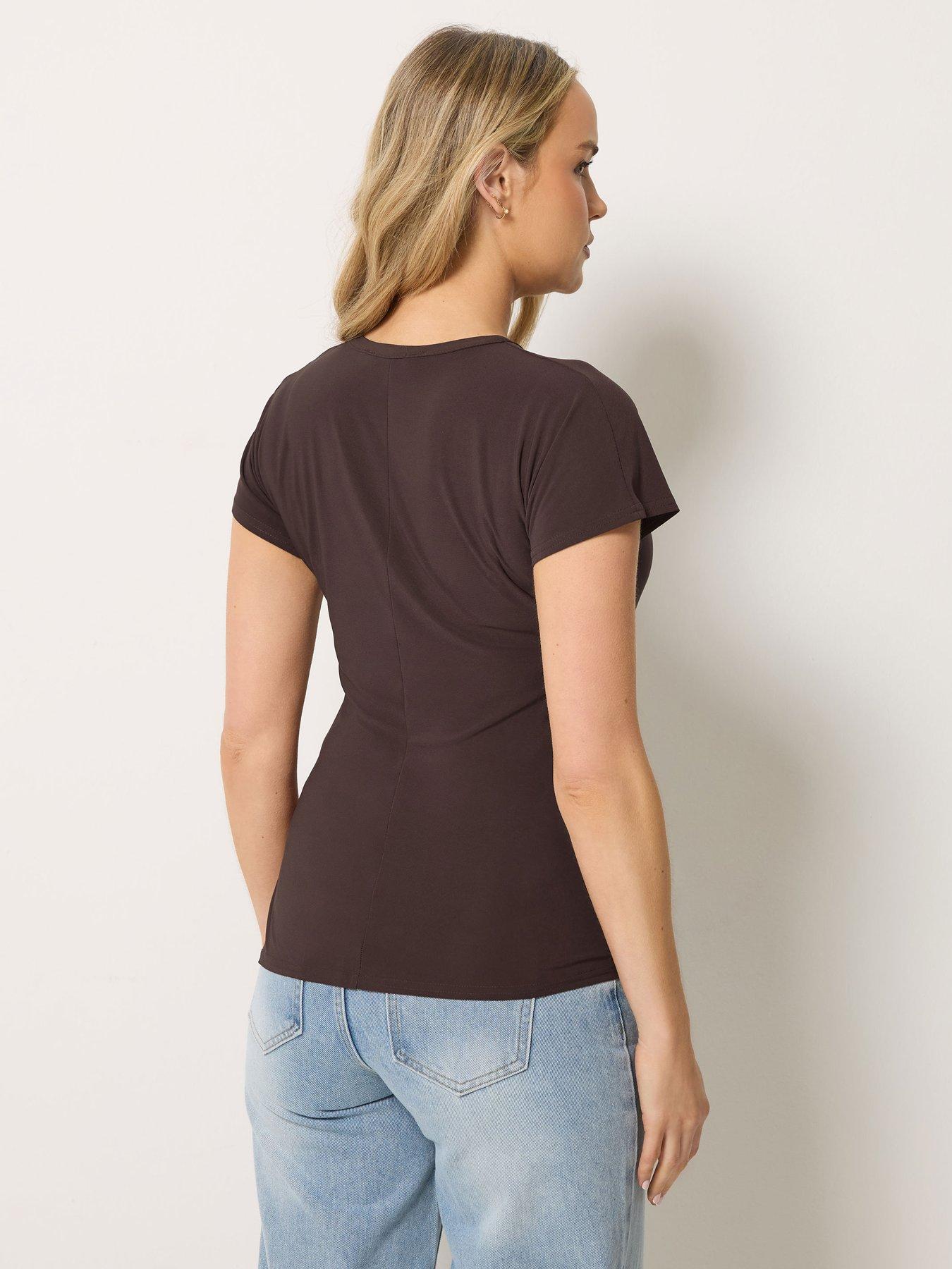 Image 2 of 4 of Long Tall Sally Asymmetrical Ruched Top - Brown