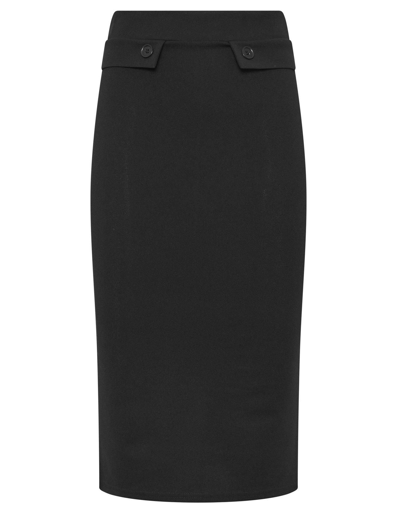 Image 5 of 5 of Long Tall Sally Button Midi Skirt - Black