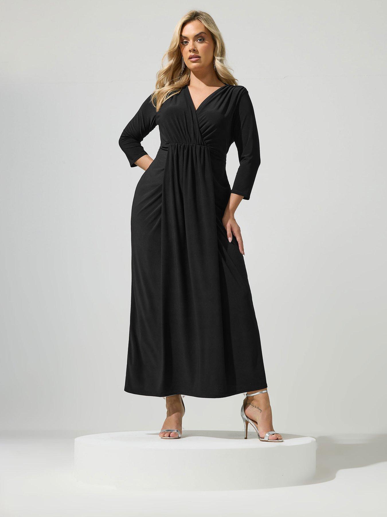 Image 1 of 4 of Yours Curve Maxi Wrap Dress - Black