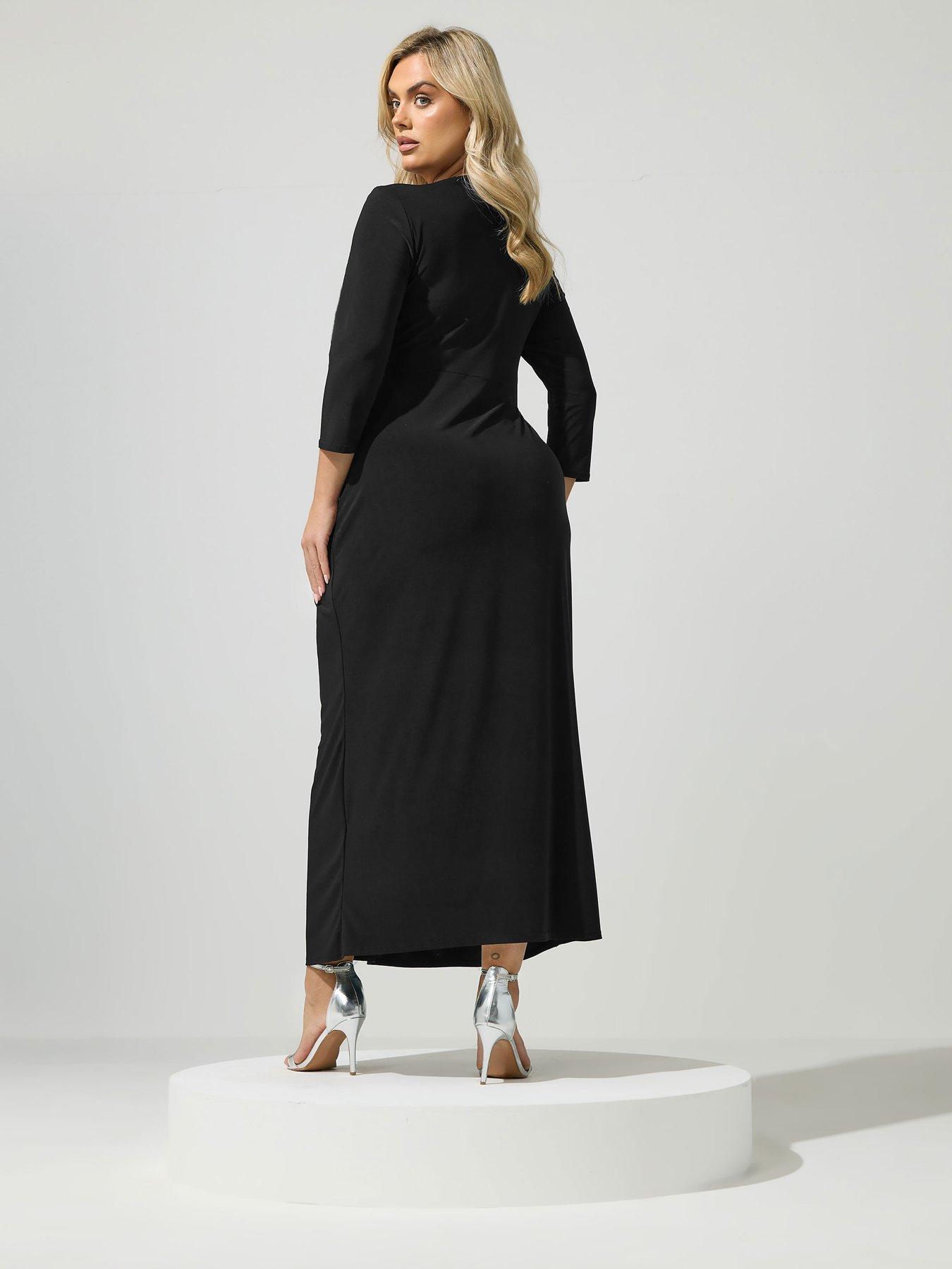 Image 2 of 4 of Yours Curve Maxi Wrap Dress - Black