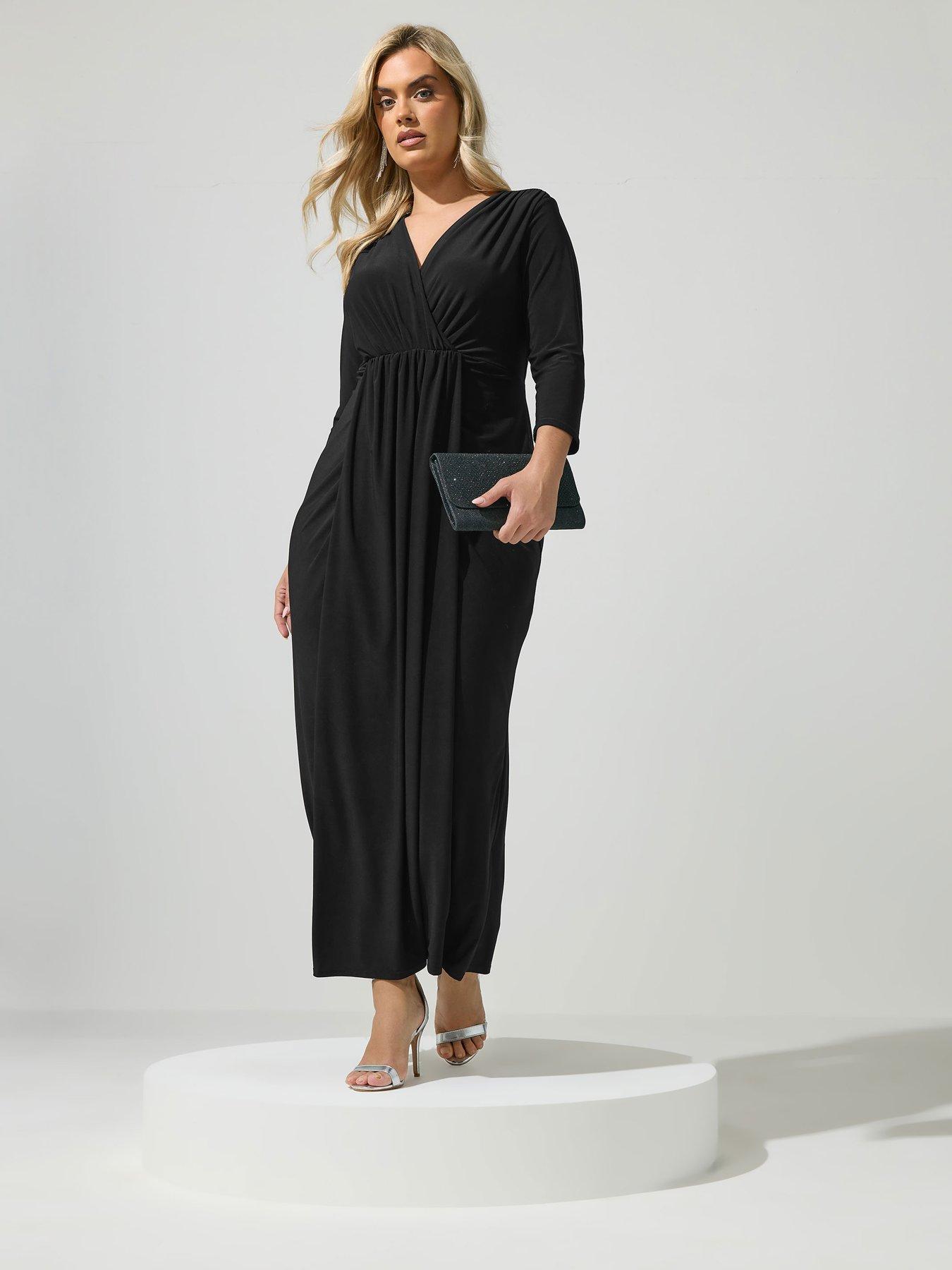 Image 3 of 4 of Yours Curve Maxi Wrap Dress - Black