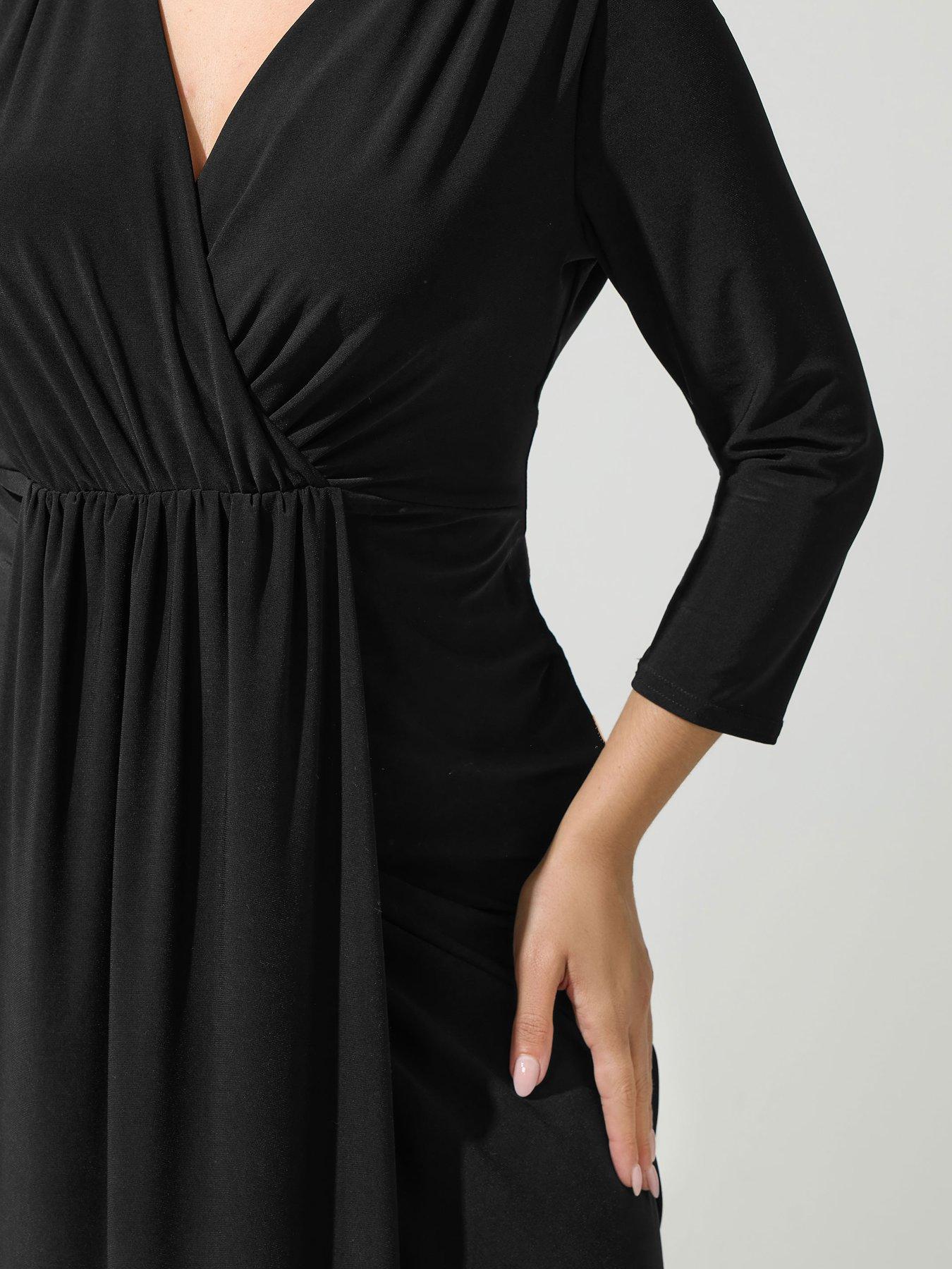 Image 4 of 4 of Yours Curve Maxi Wrap Dress - Black