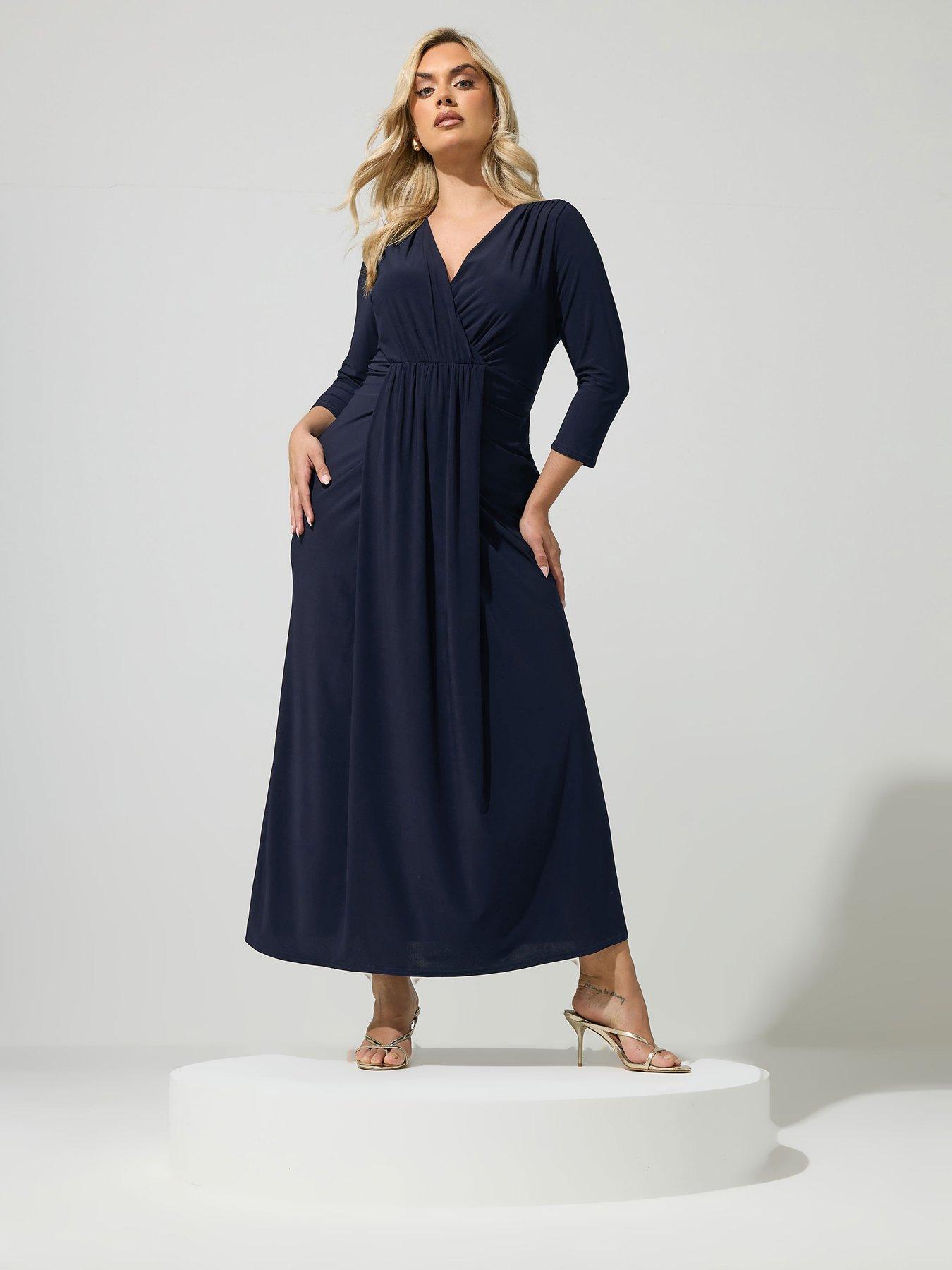 Yours Curve Drape Maxi Dress - Navy