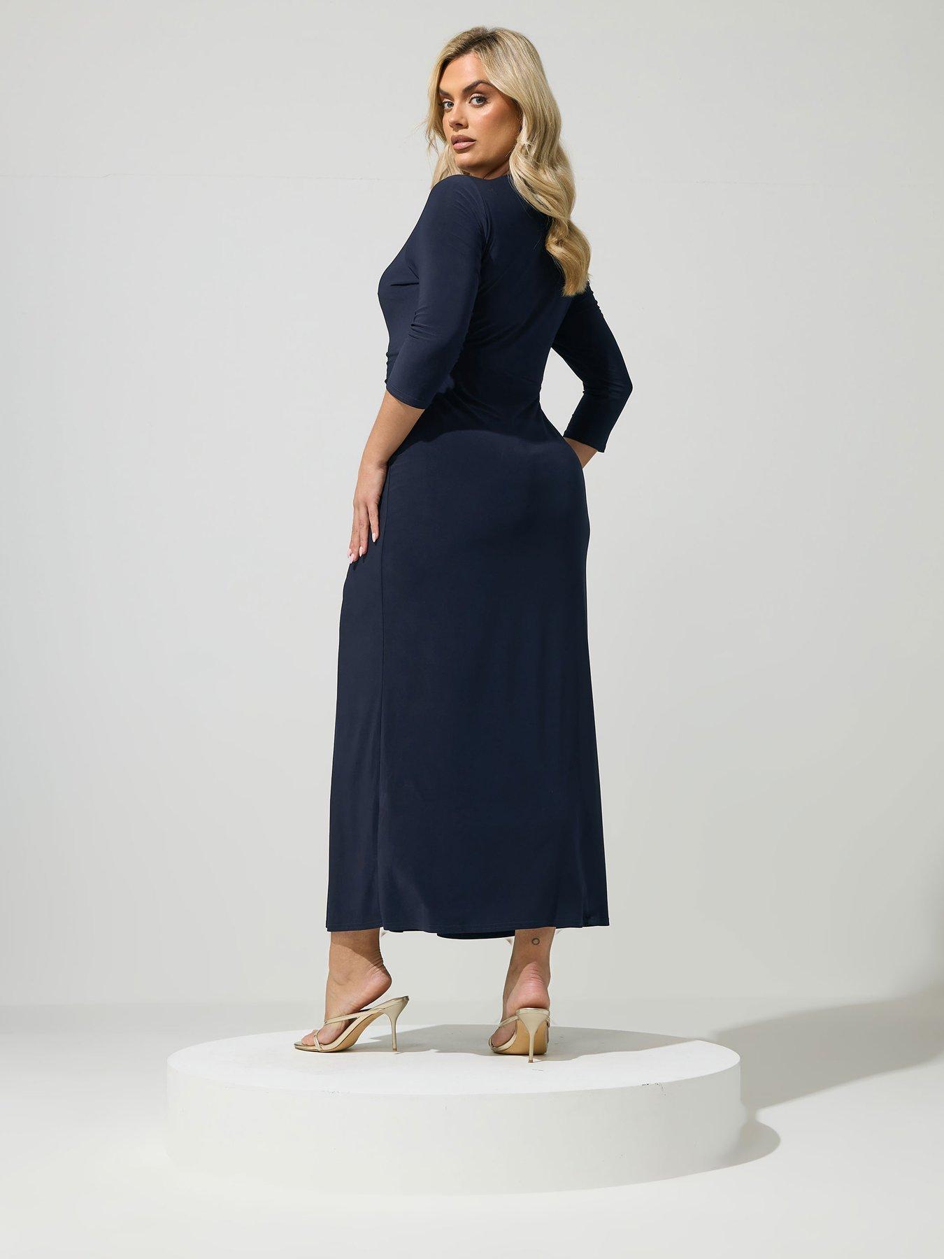 Image 2 of 4 of Yours Curve Drape Maxi Dress - Navy