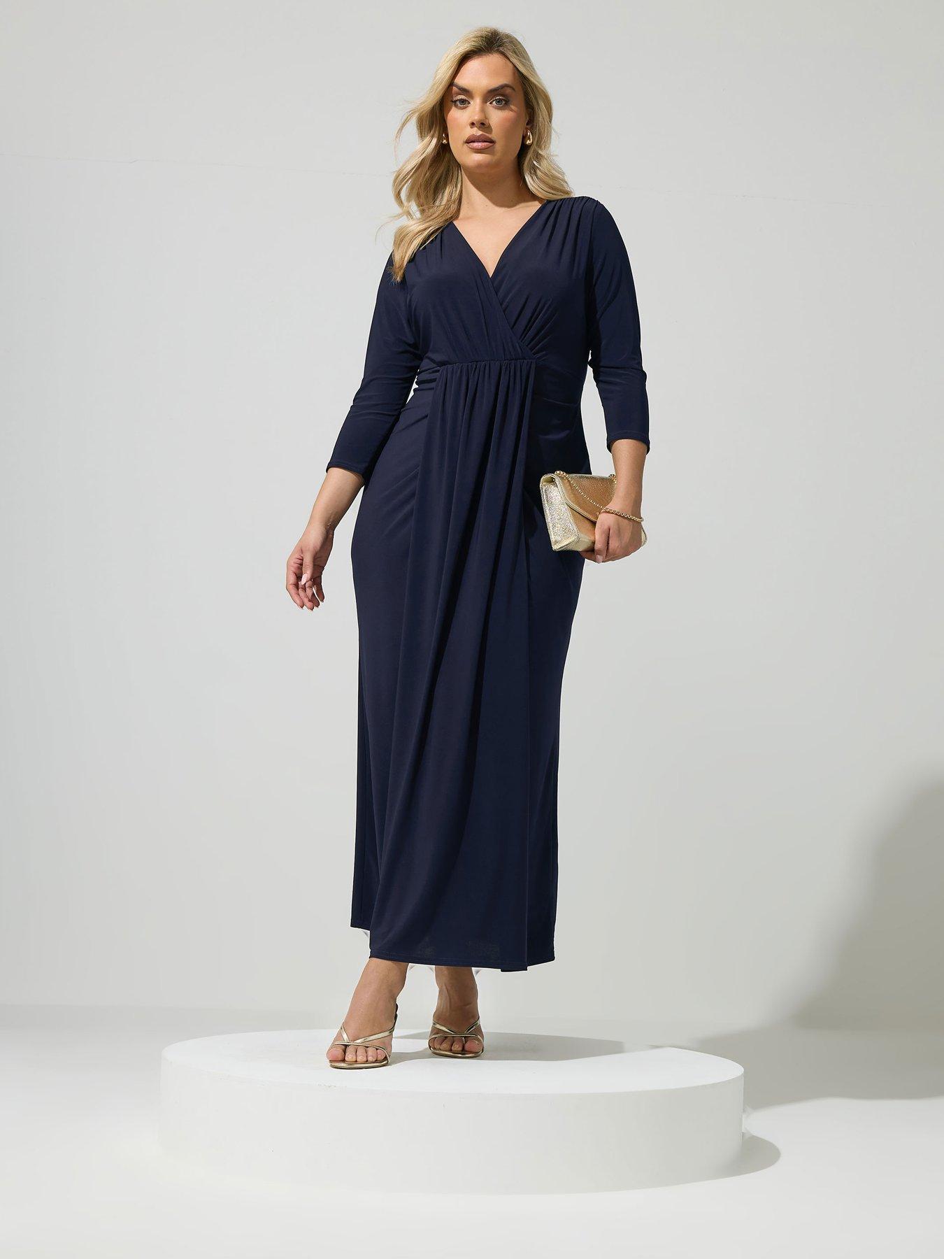 Image 3 of 4 of Yours Curve Drape Maxi Dress - Navy