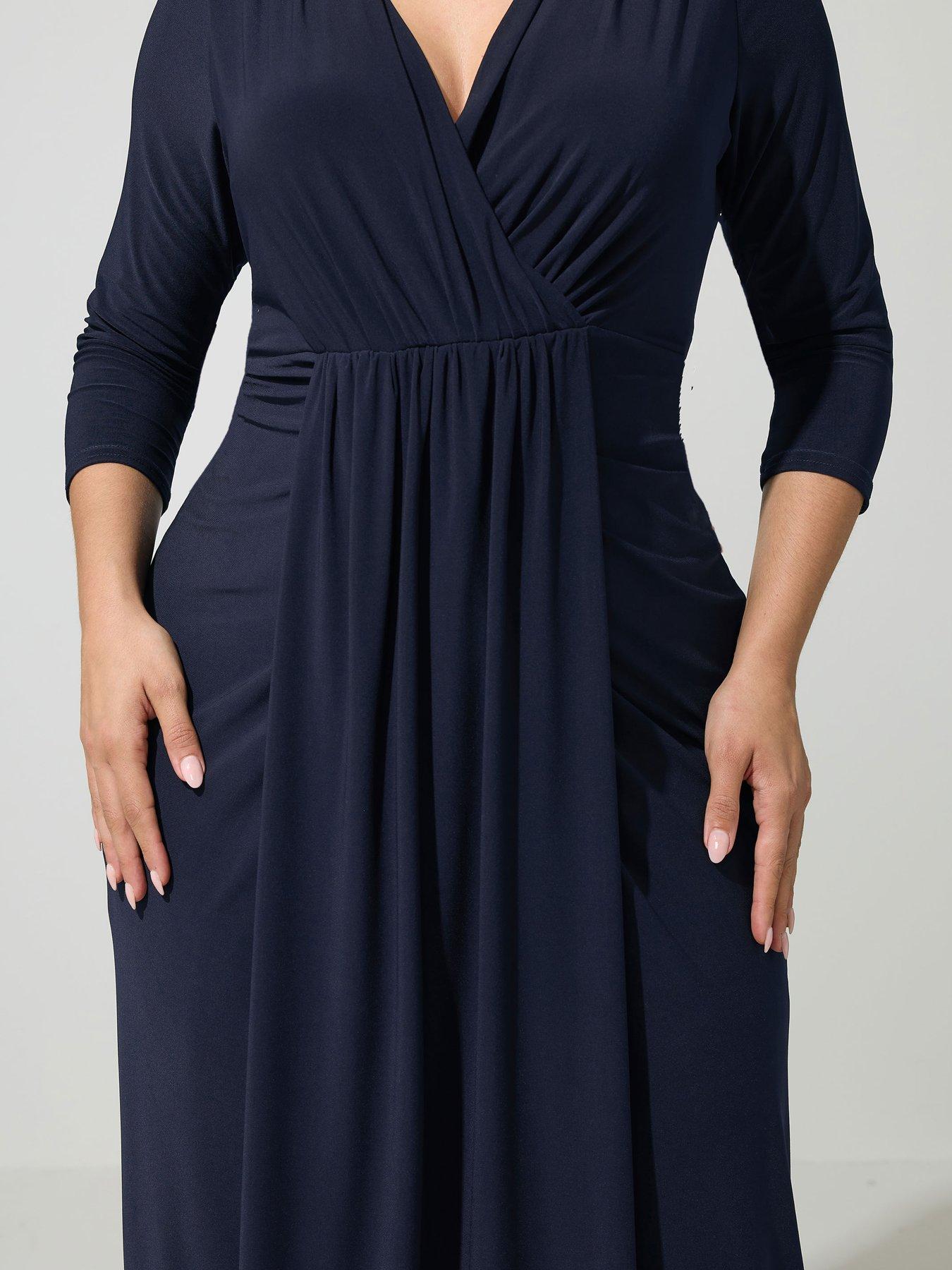 Image 4 of 4 of Yours Curve Drape Maxi Dress - Navy