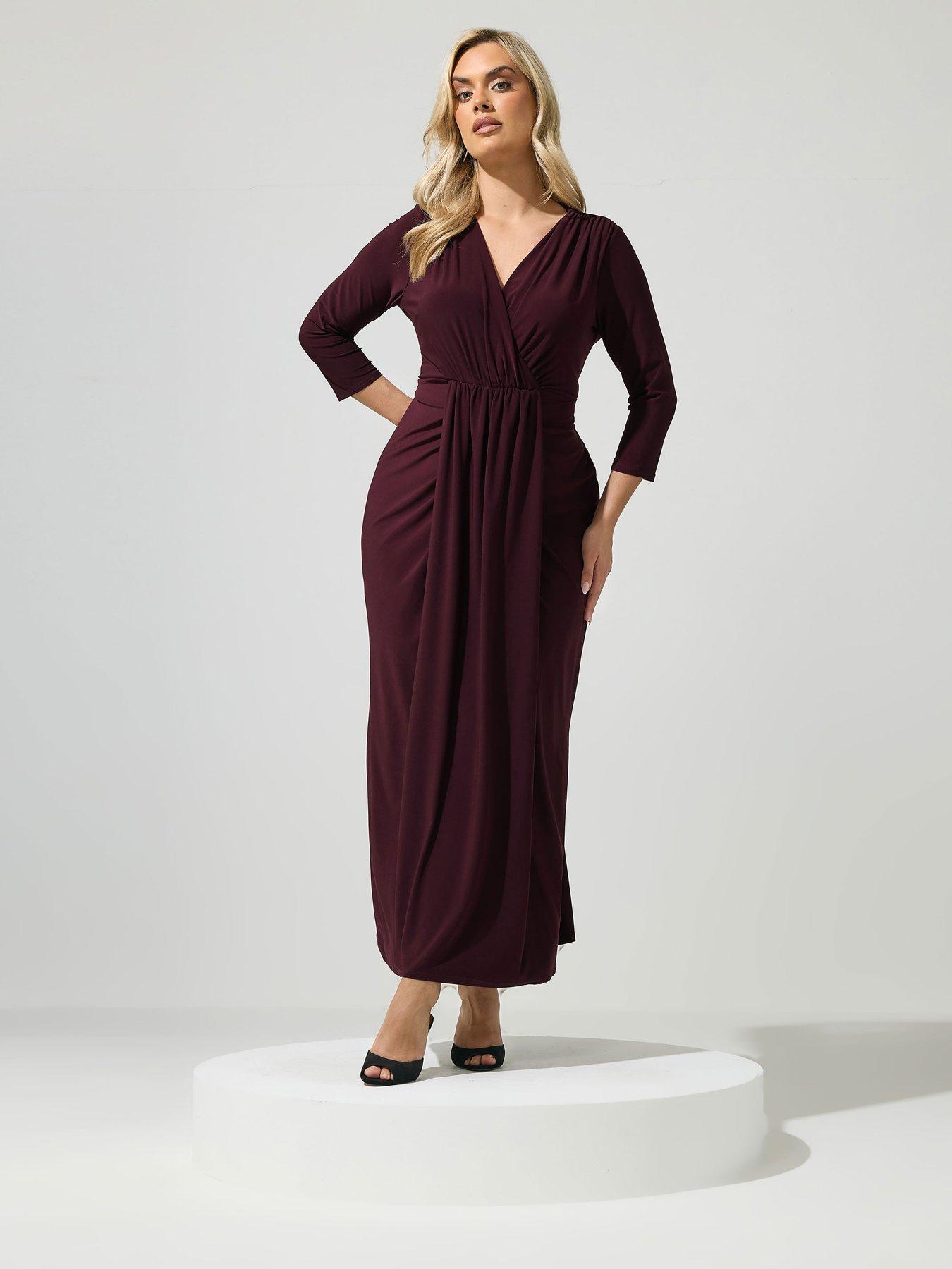 Image 1 of 4 of Yours Curve Maxi Drape Dress - Purple