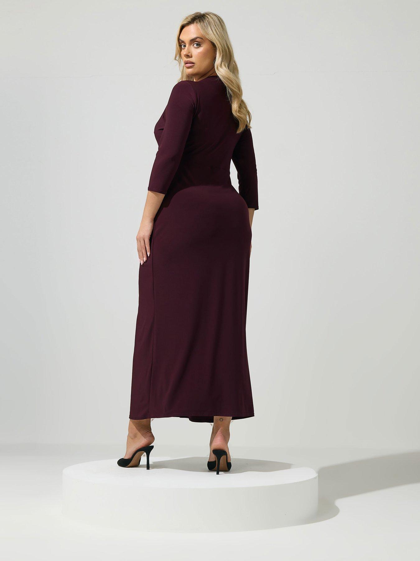 Image 2 of 4 of Yours Curve Maxi Drape Dress - Purple