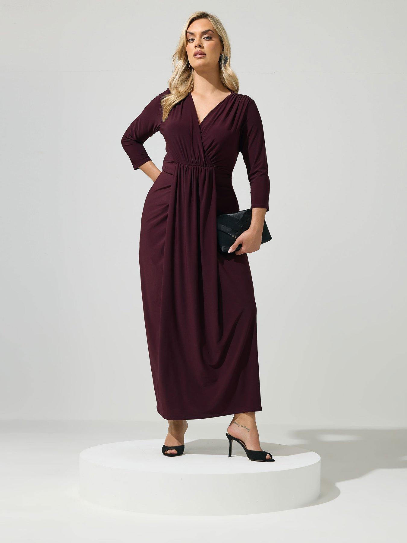 Image 3 of 4 of Yours Curve Maxi Drape Dress - Purple