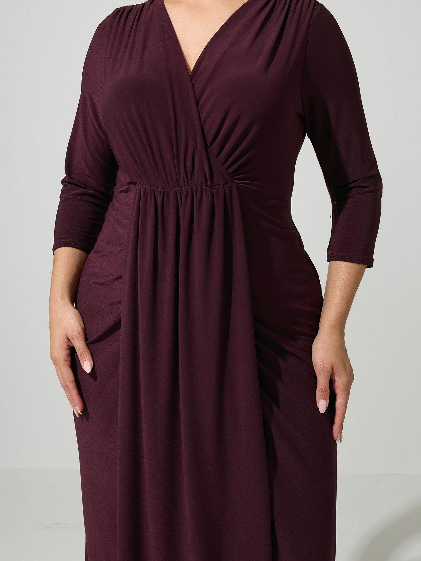 Image 4 of 4 of Yours Curve Maxi Drape Dress - Purple