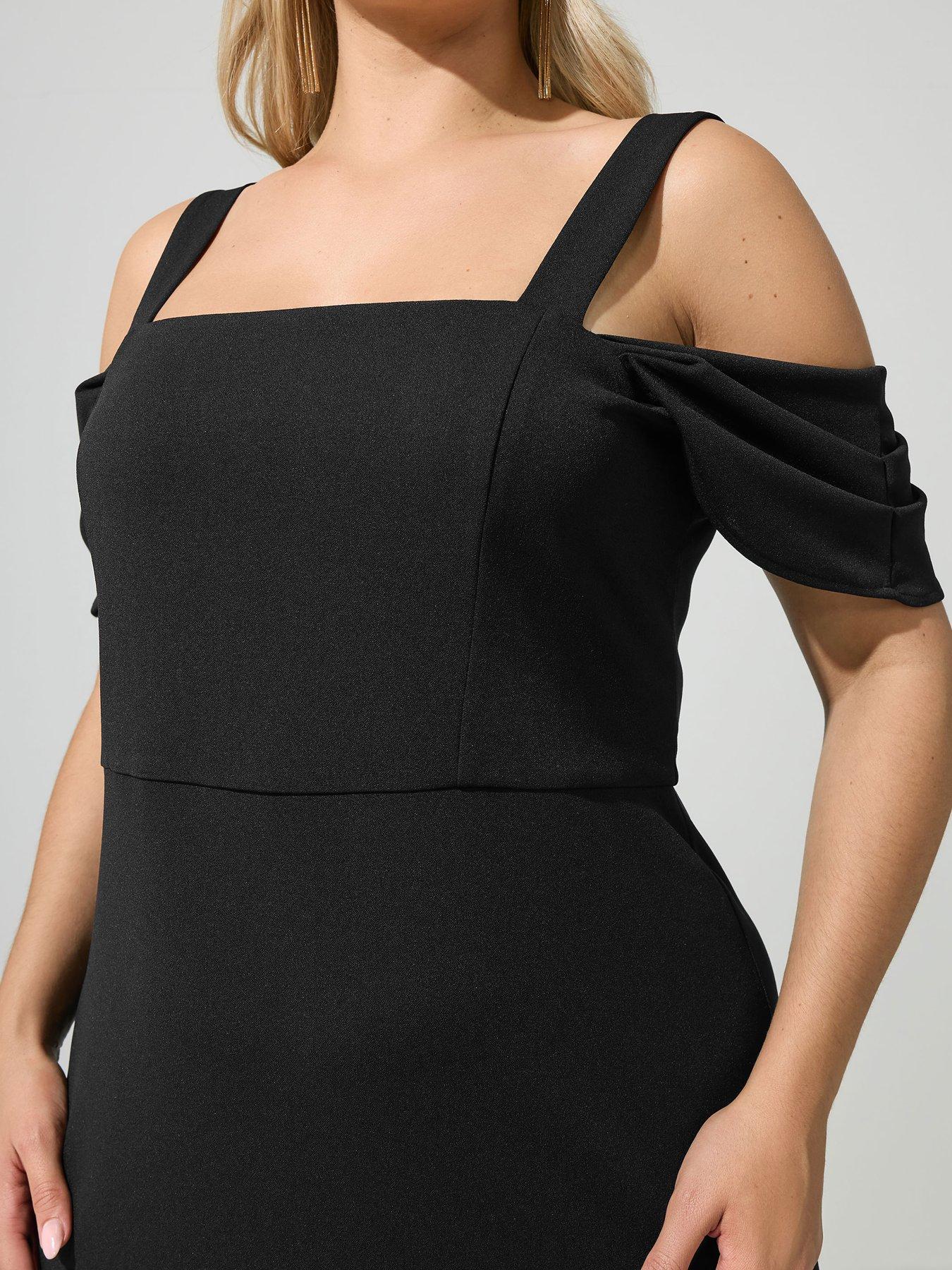 Image 4 of 4 of Yours Curve Cold Shoulder Maxi Dress - Black