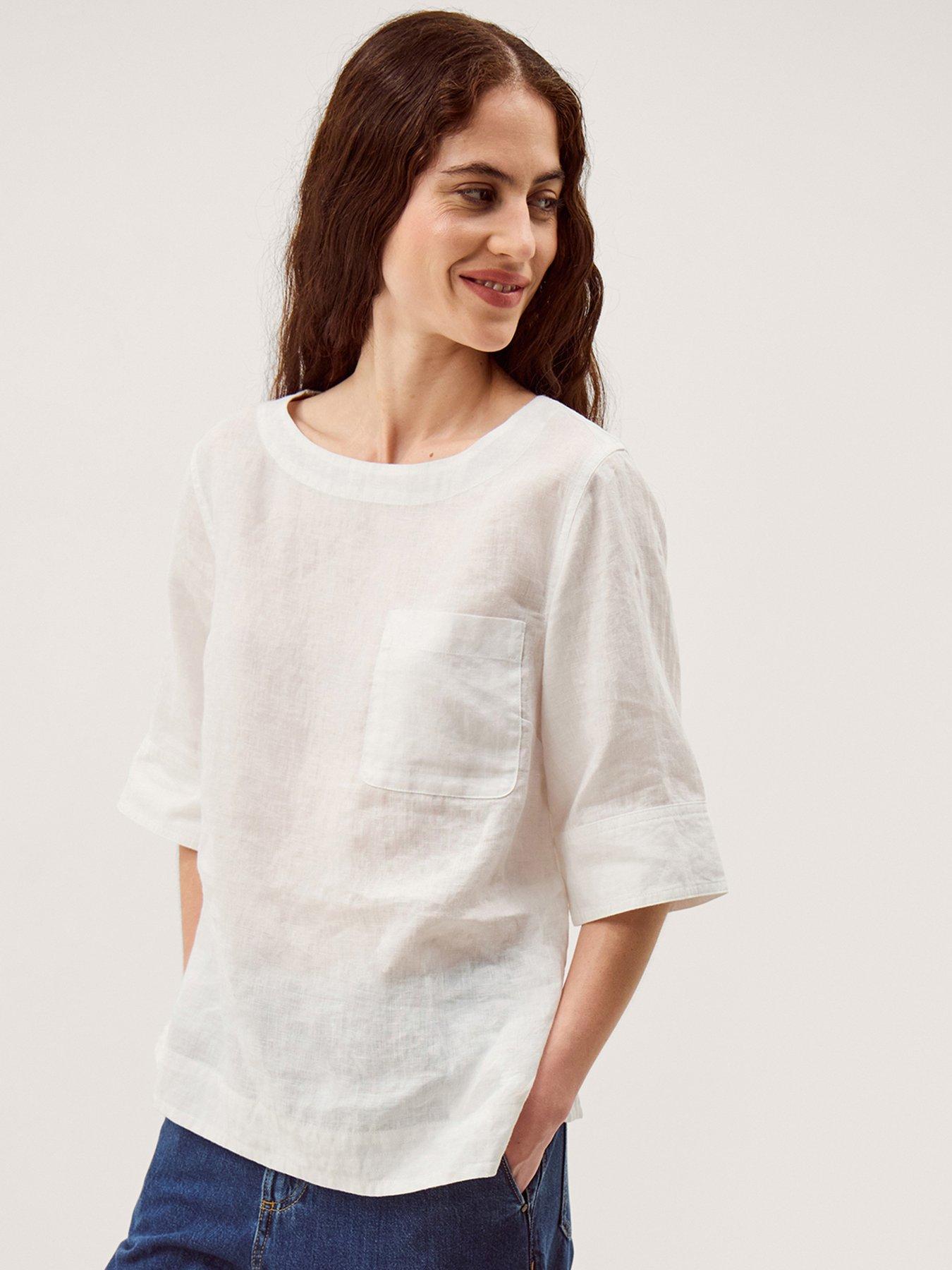 Monsoon Ingrid Linen T-Shirt - White