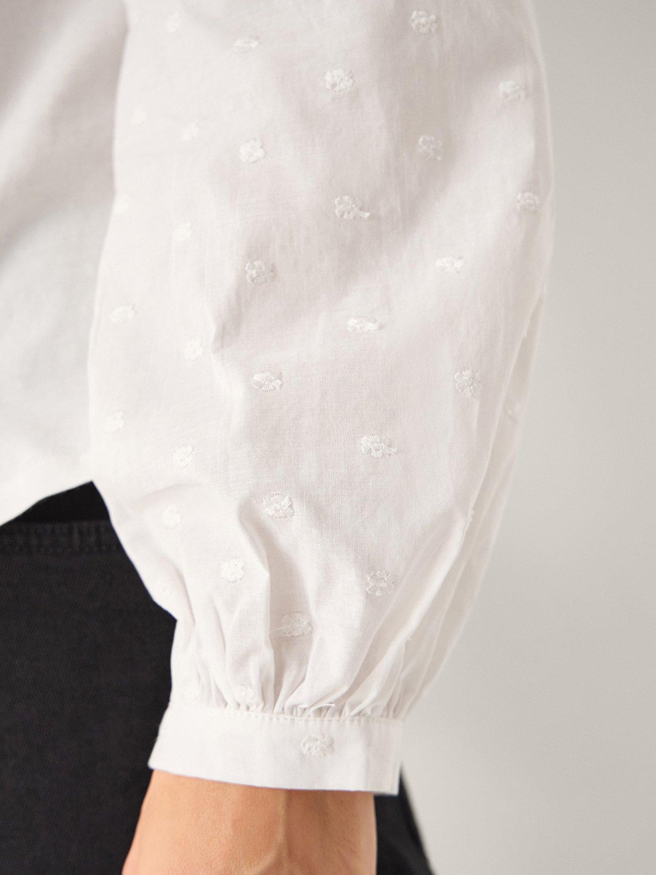  image of monsoon-flossy-fabric-mix-top-cream