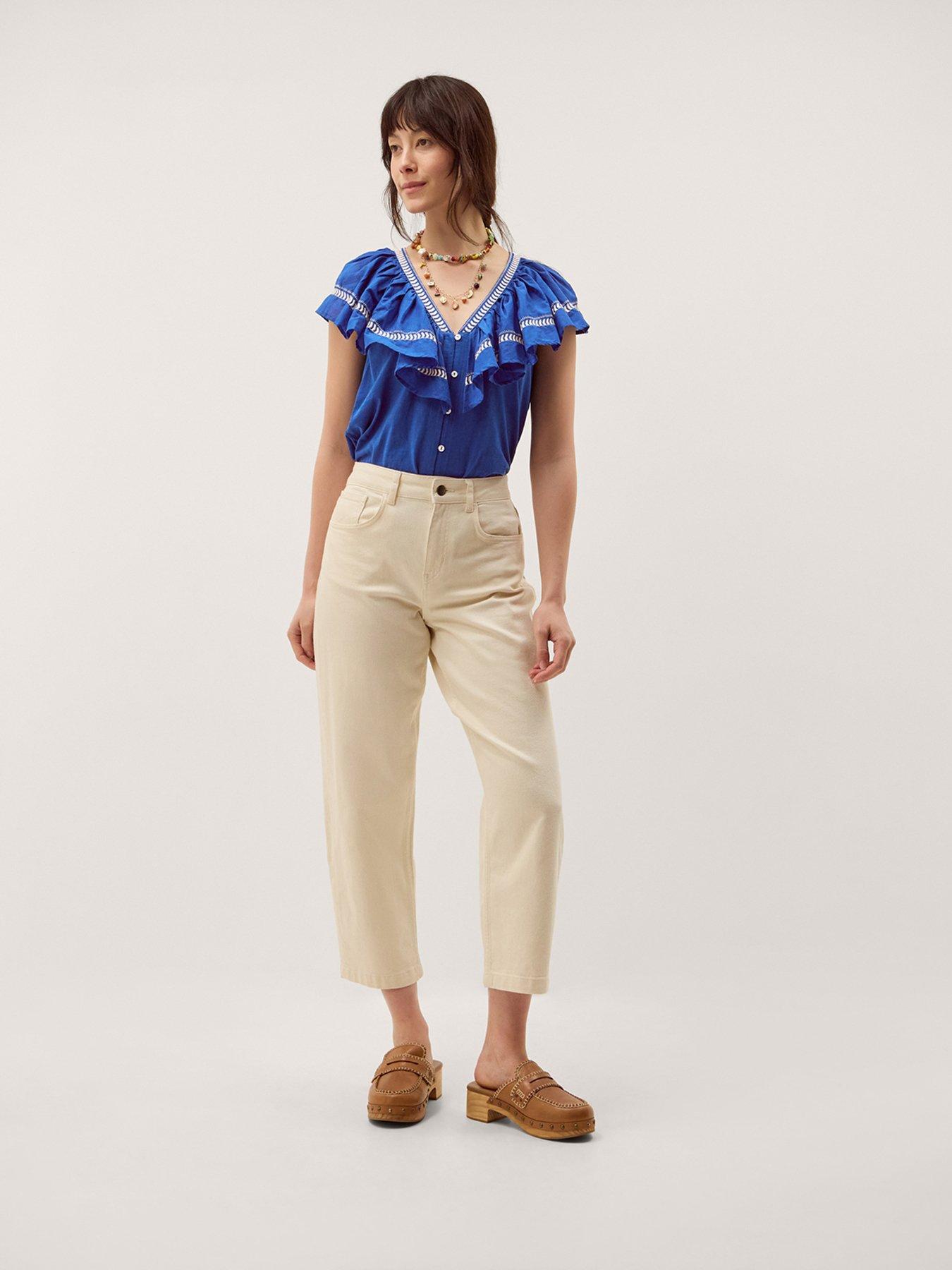  image of monsoon-fenn-fabric-mix-top-blue