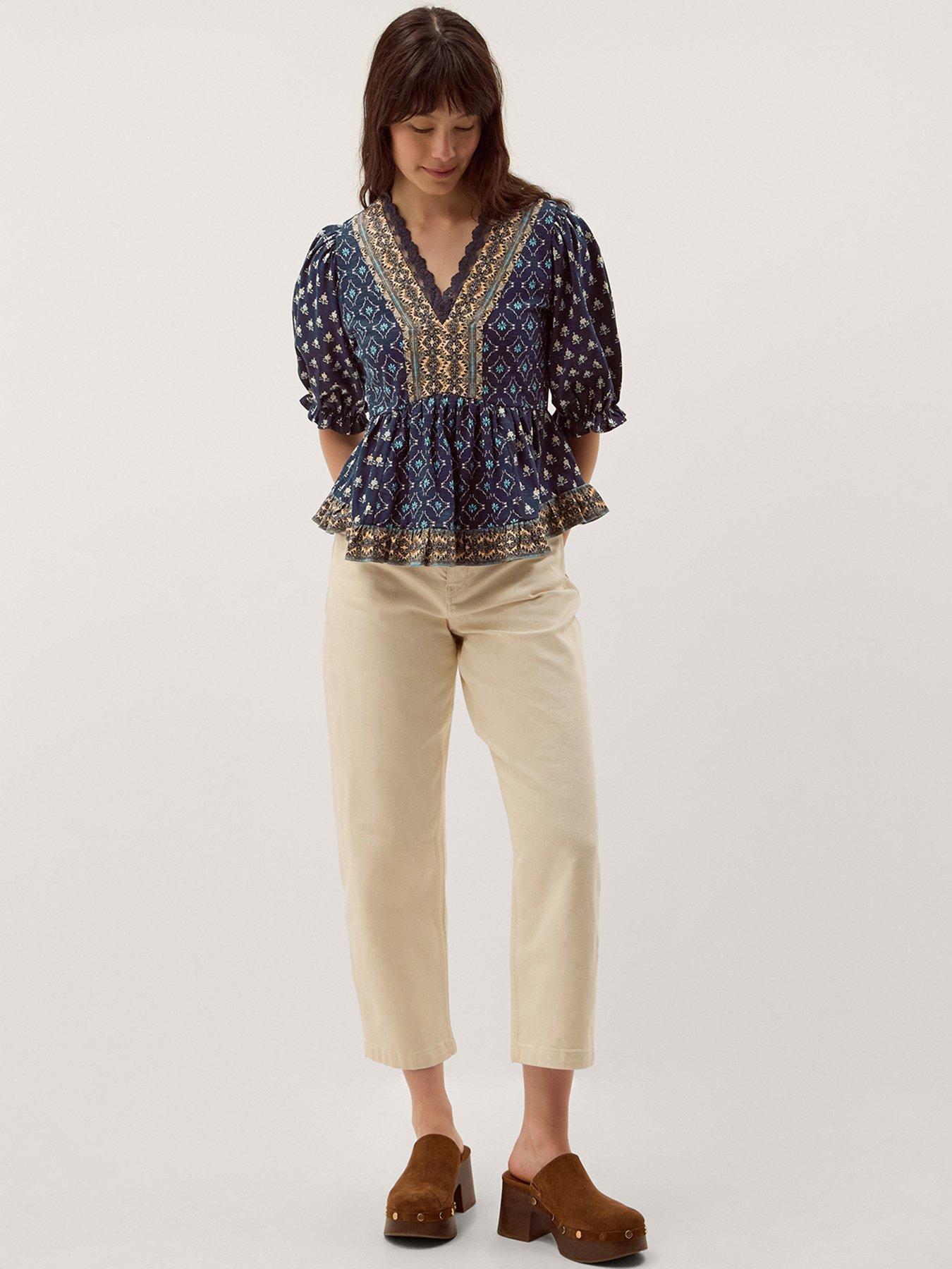 Image 3 of 4 of Monsoon Stacee Print Jersey Top - Blue