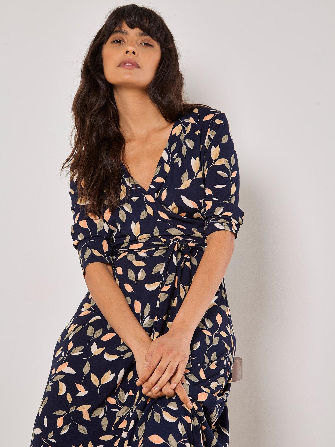 Image 4 of 4 of Apricot Multi Leaf Ity Maxi Dress