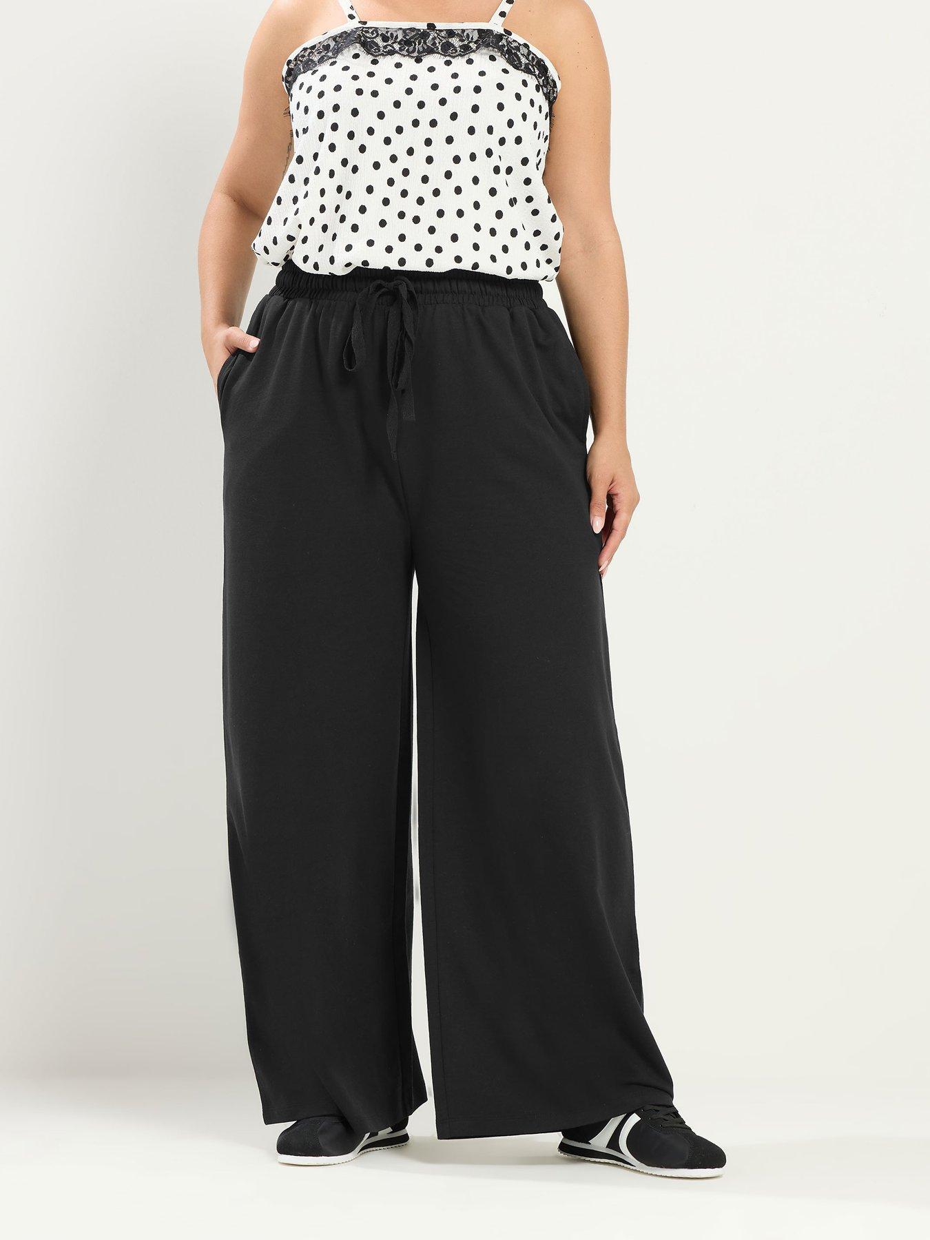 Image 1 of 4 of Yours Curve Wide Leg Jogger - Black