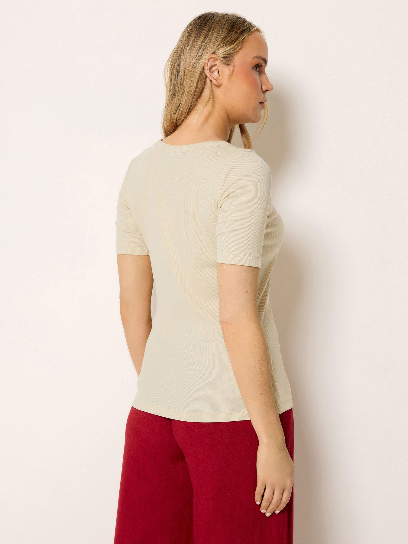 Image 2 of 5 of Long Tall Sally Scoop Neck Button T-Shirt - Yellow