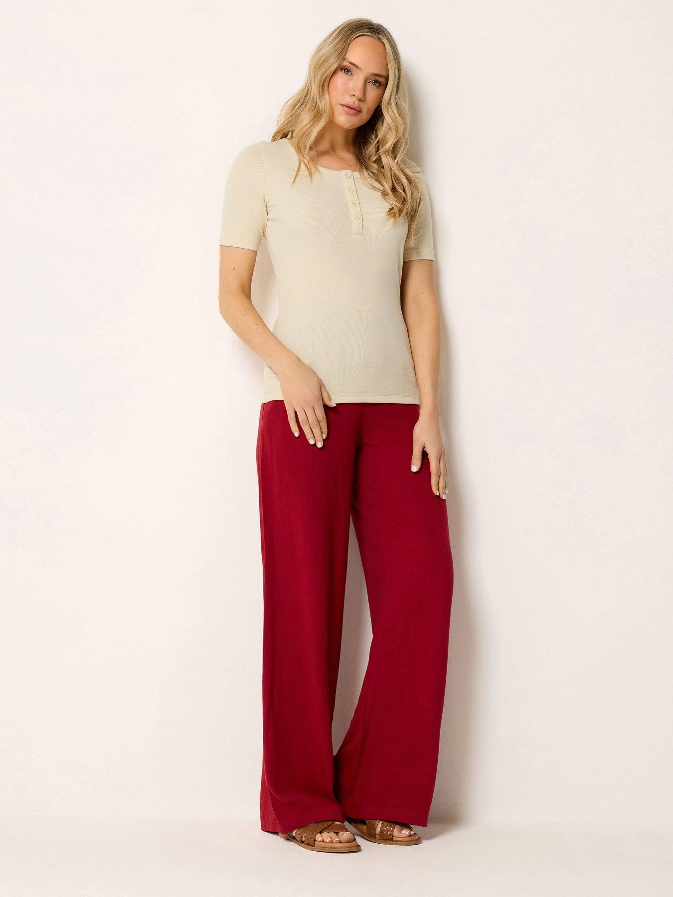 Image 3 of 5 of Long Tall Sally Scoop Neck Button T-Shirt - Yellow