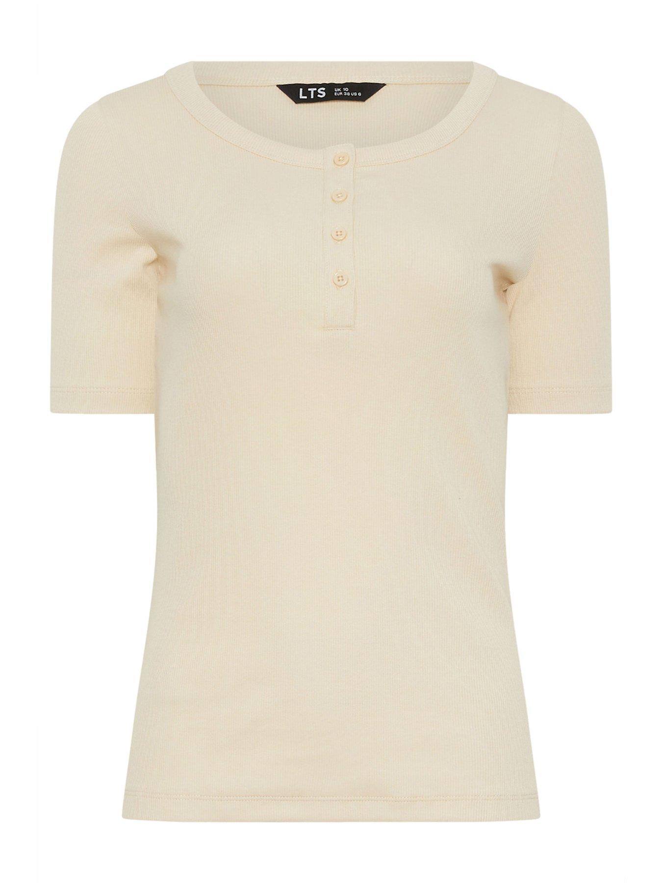 Image 5 of 5 of Long Tall Sally Scoop Neck Button T-Shirt - Yellow