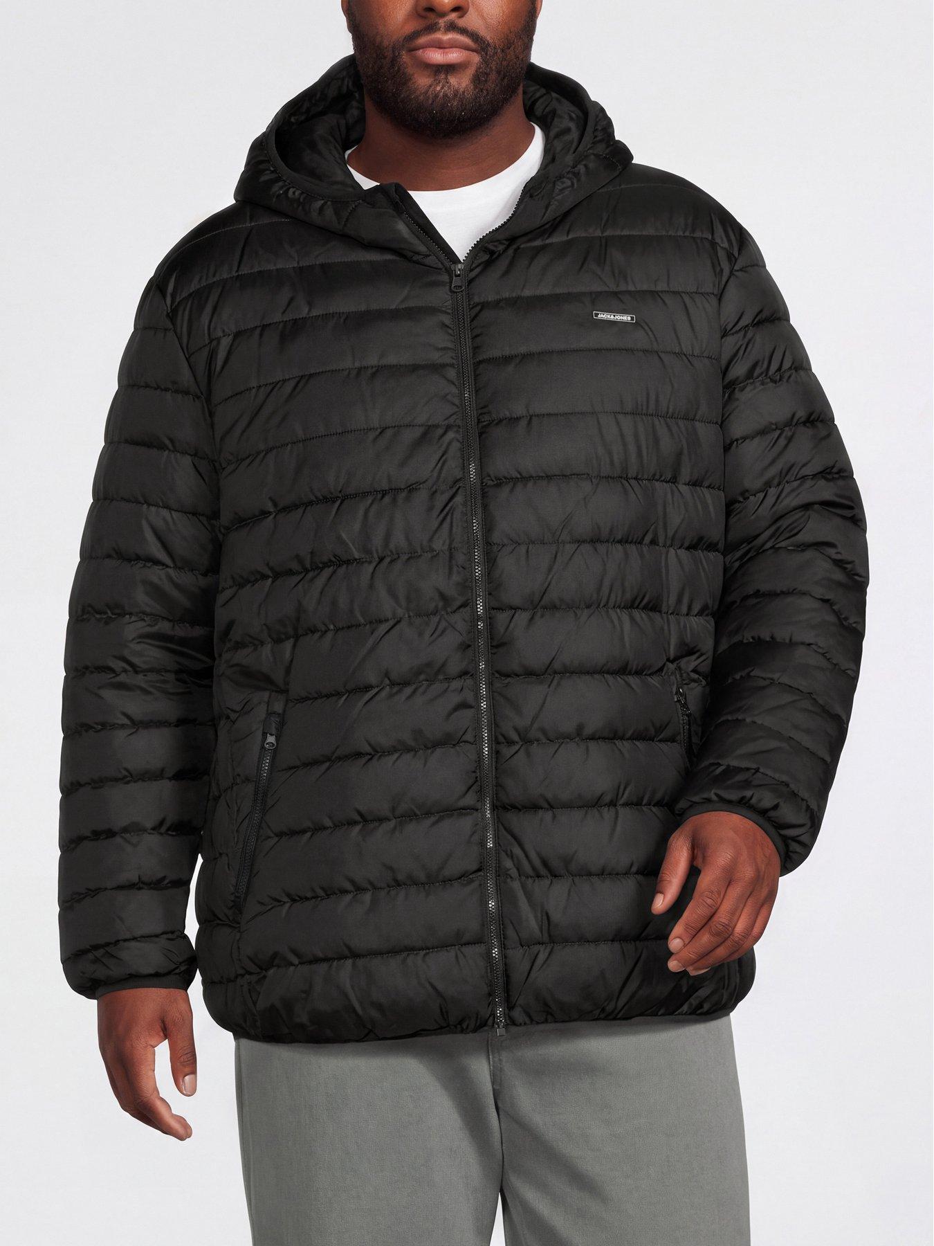 Image 1 of 5 of Jack & Jones Plus Elvis Light Hooded Puffer - Black