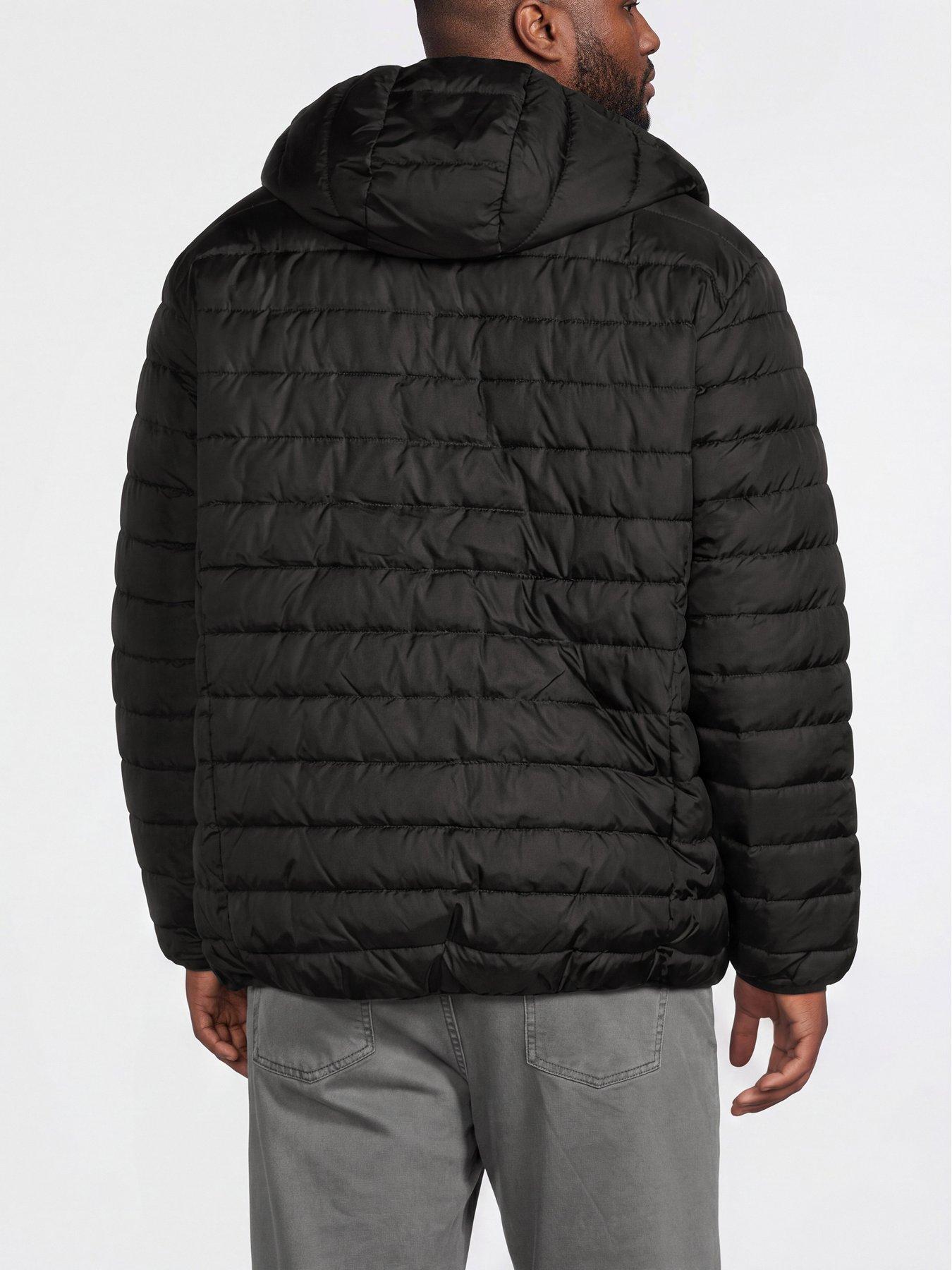 Image 2 of 5 of Jack & Jones Plus Elvis Light Hooded Puffer - Black