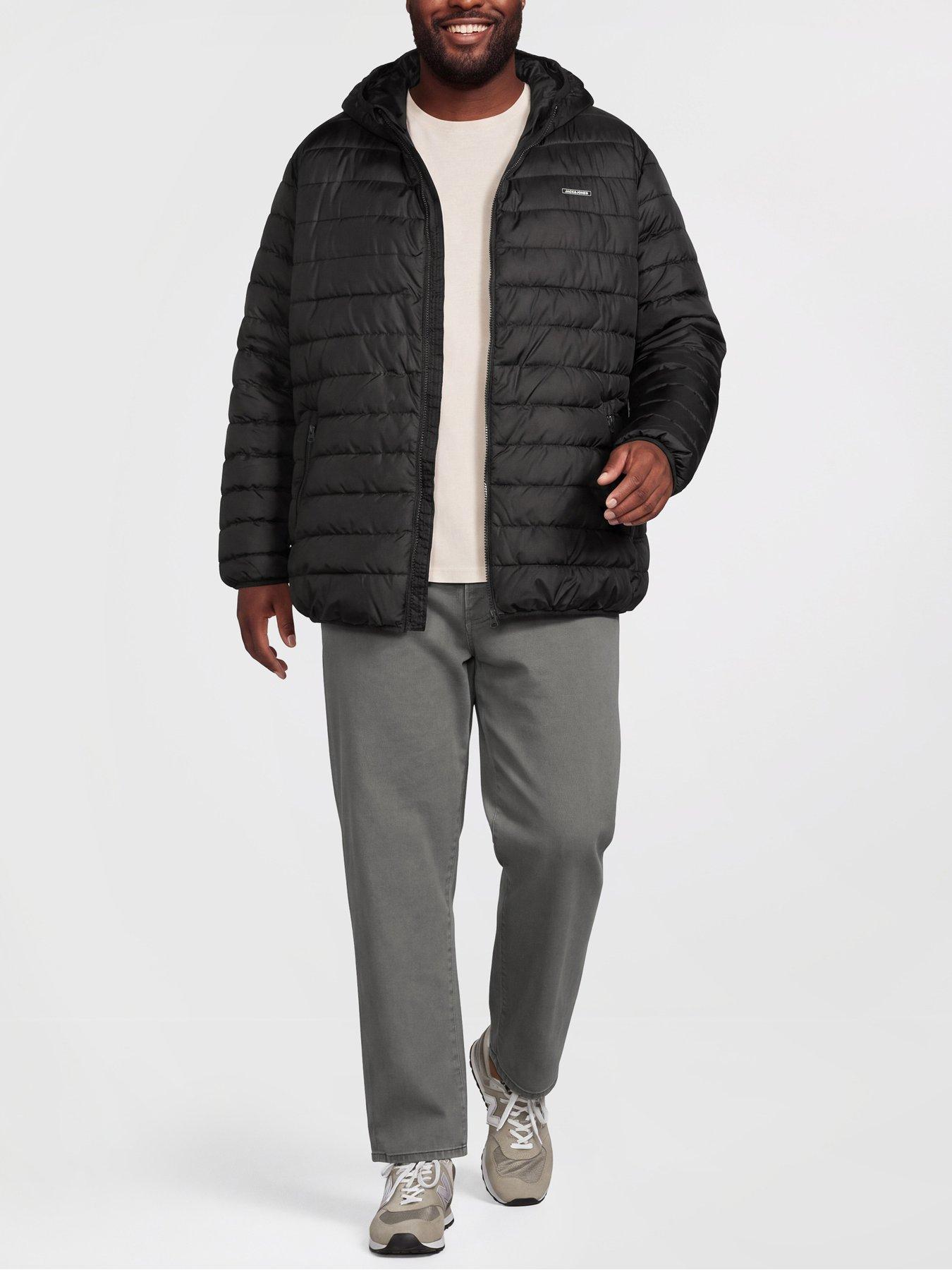 Image 3 of 5 of Jack & Jones Plus Elvis Light Hooded Puffer - Black