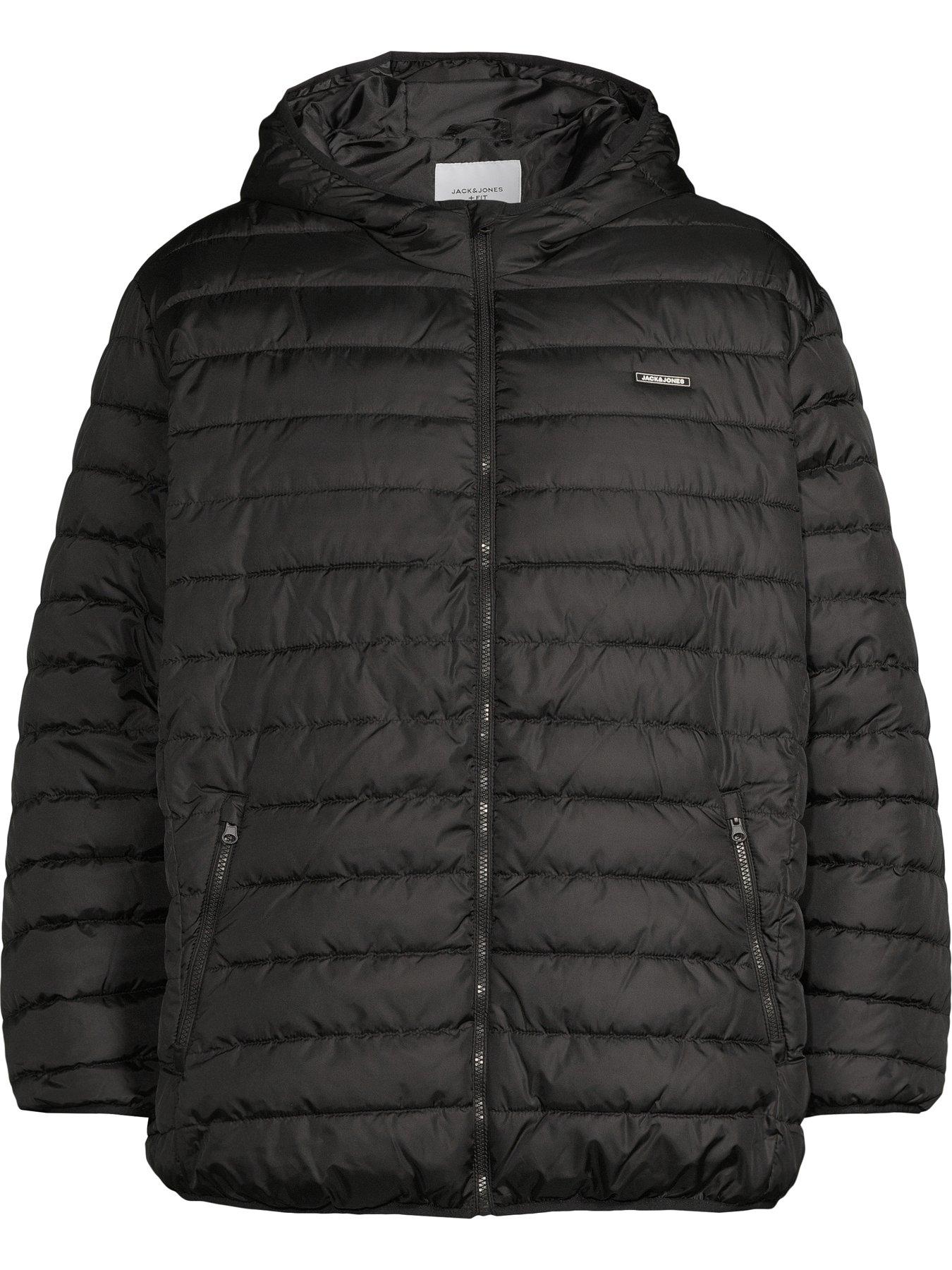 Image 5 of 5 of Jack & Jones Plus Elvis Light Hooded Puffer - Black