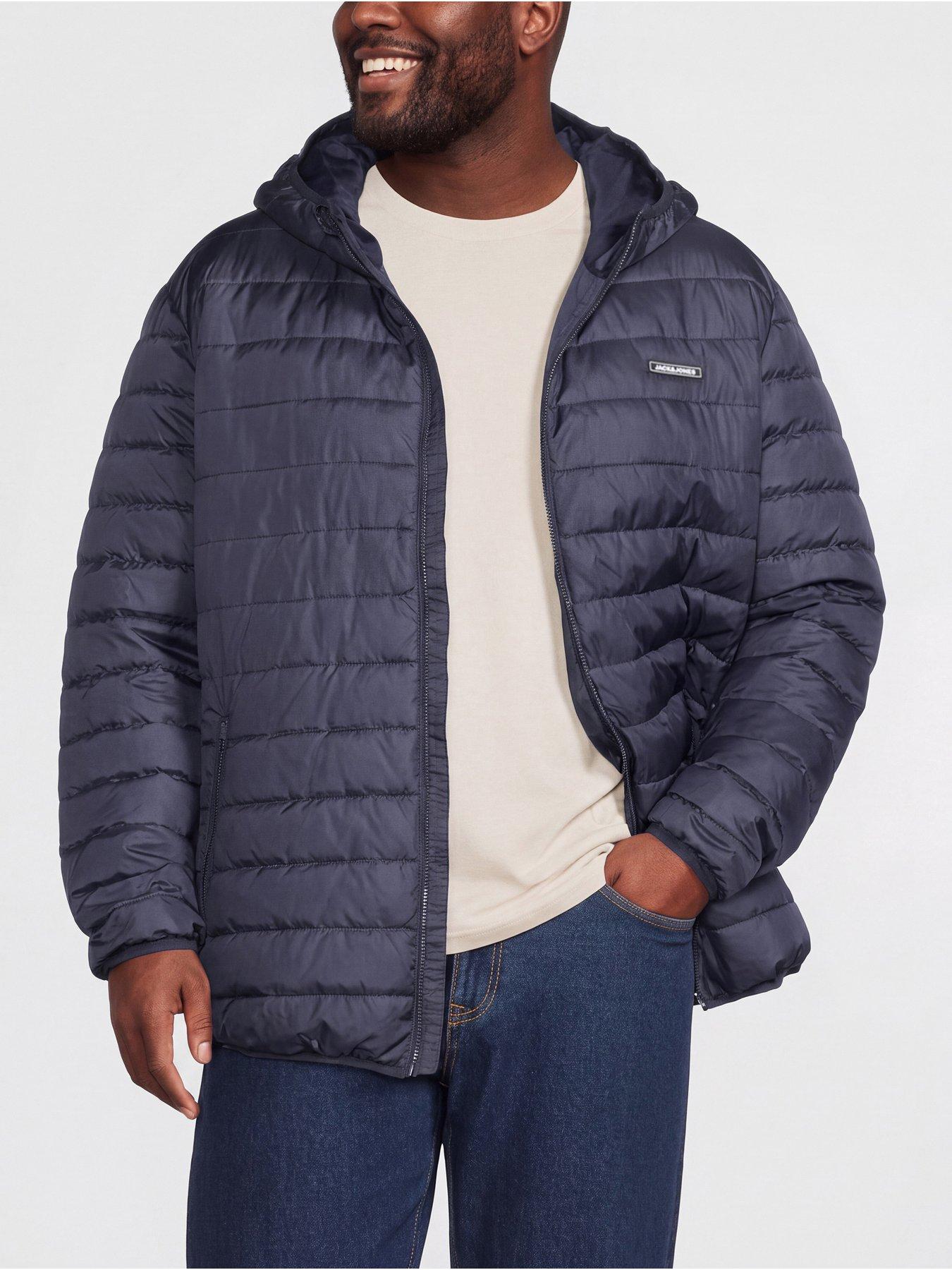 Image 1 of 5 of Jack & Jones Mens Big &amp; Tall Hooded Lightweight Puffer Jacket - Navy Blazer